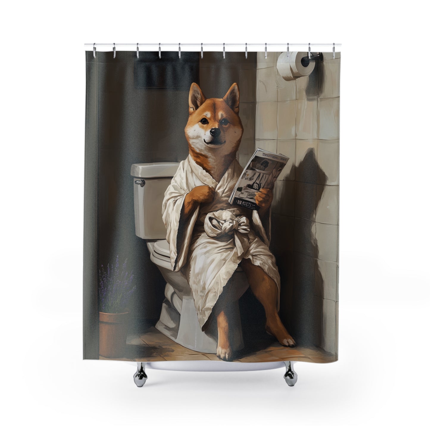 Shower Curtains Cheeky Shiba: Bathroom Humor in Style