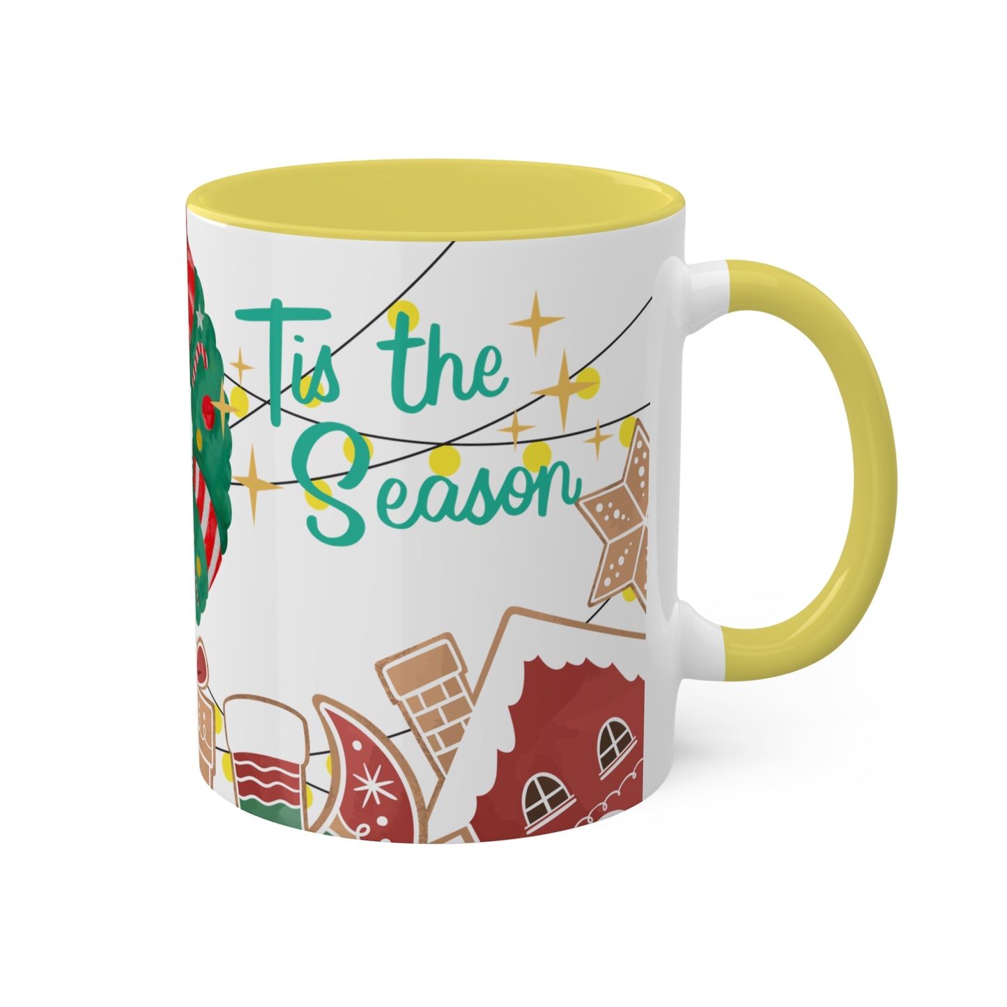 Christmas Wreath Mug with Holiday-Themed Illustrations – Festive and Functional