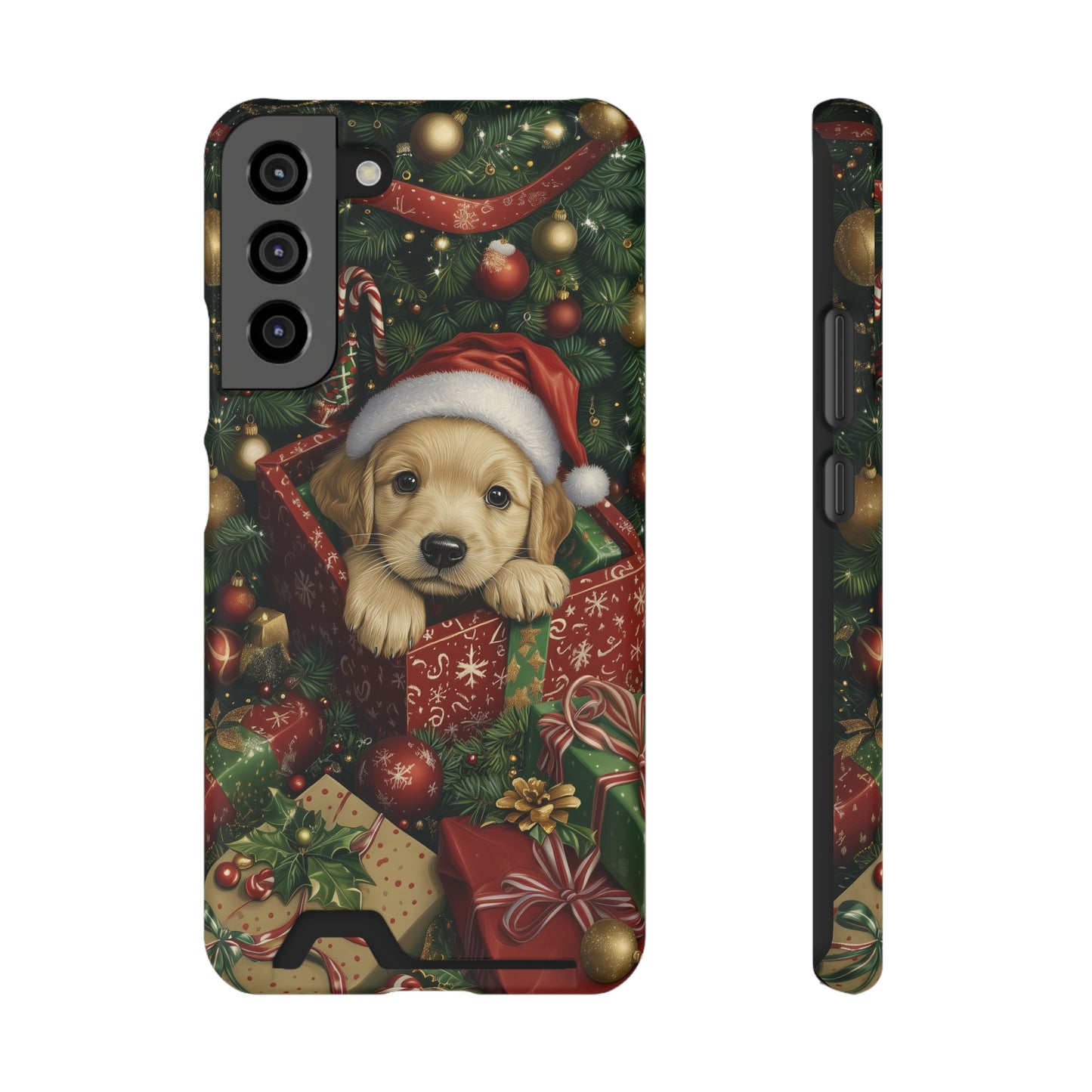 Christmas Puppy – Festive Holiday Design with Adorable Golden Retriever Phone Case With Card Holder