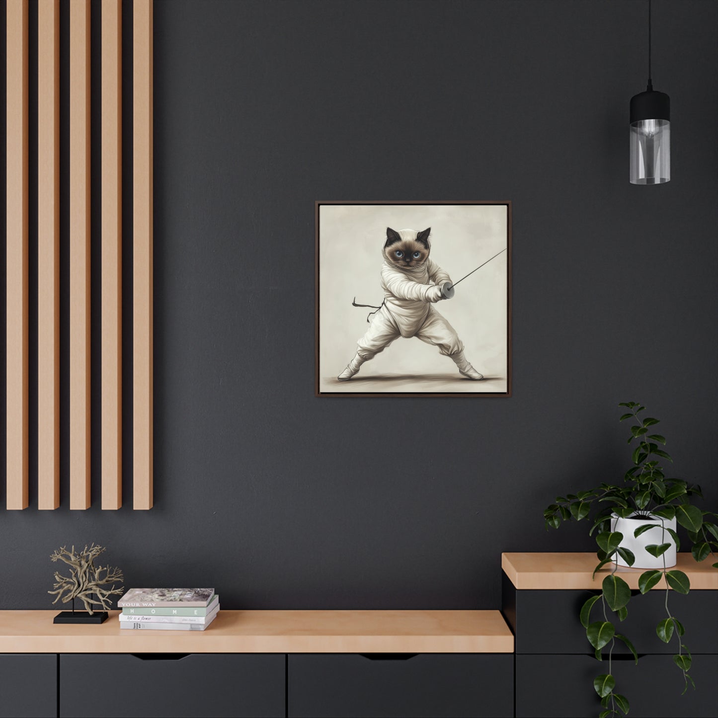 Gallery Canvas Wraps, Square Frame Ragdoll Cat Fencing Duel Illustration