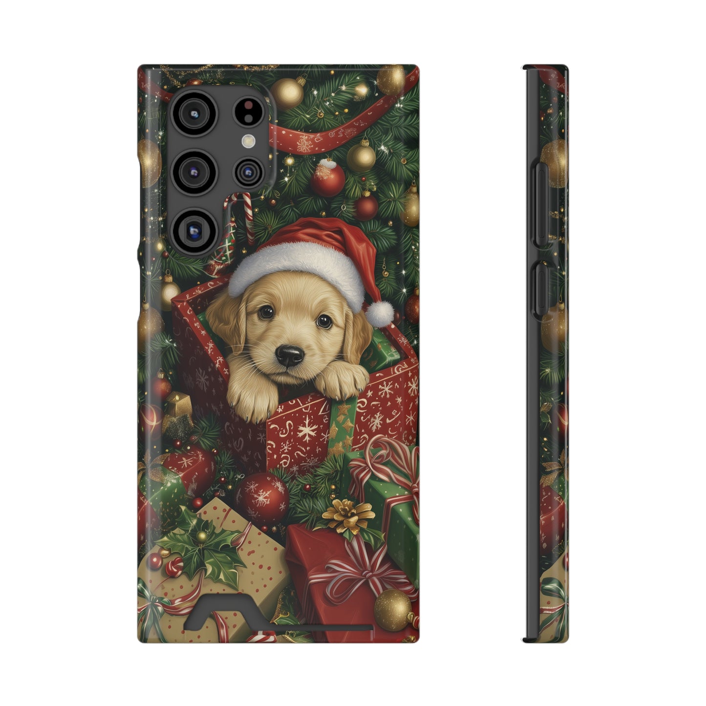 Christmas Puppy – Festive Holiday Design with Adorable Golden Retriever Phone Case With Card Holder