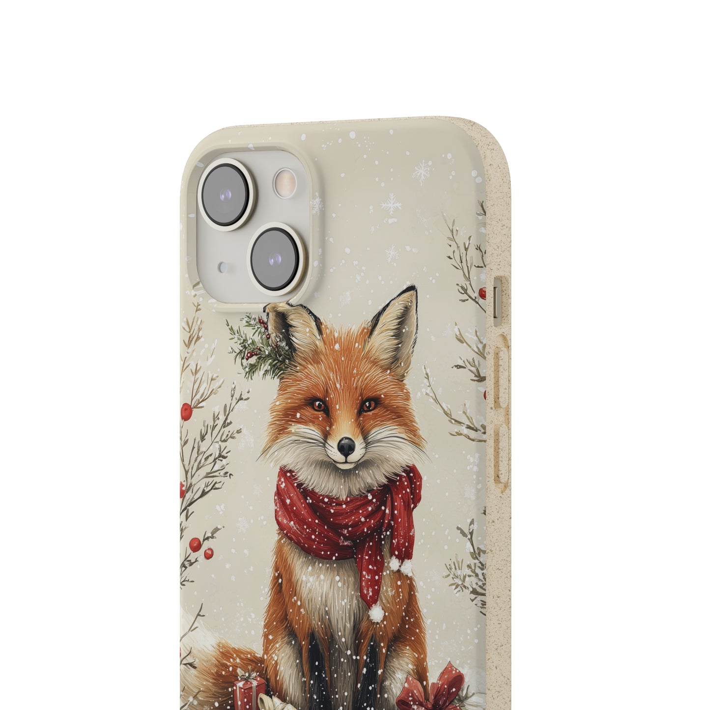 Christmas Fox Phone Case – Festive Holiday Design with Cute Fox and Gift Boxes - Biodegradable Cases