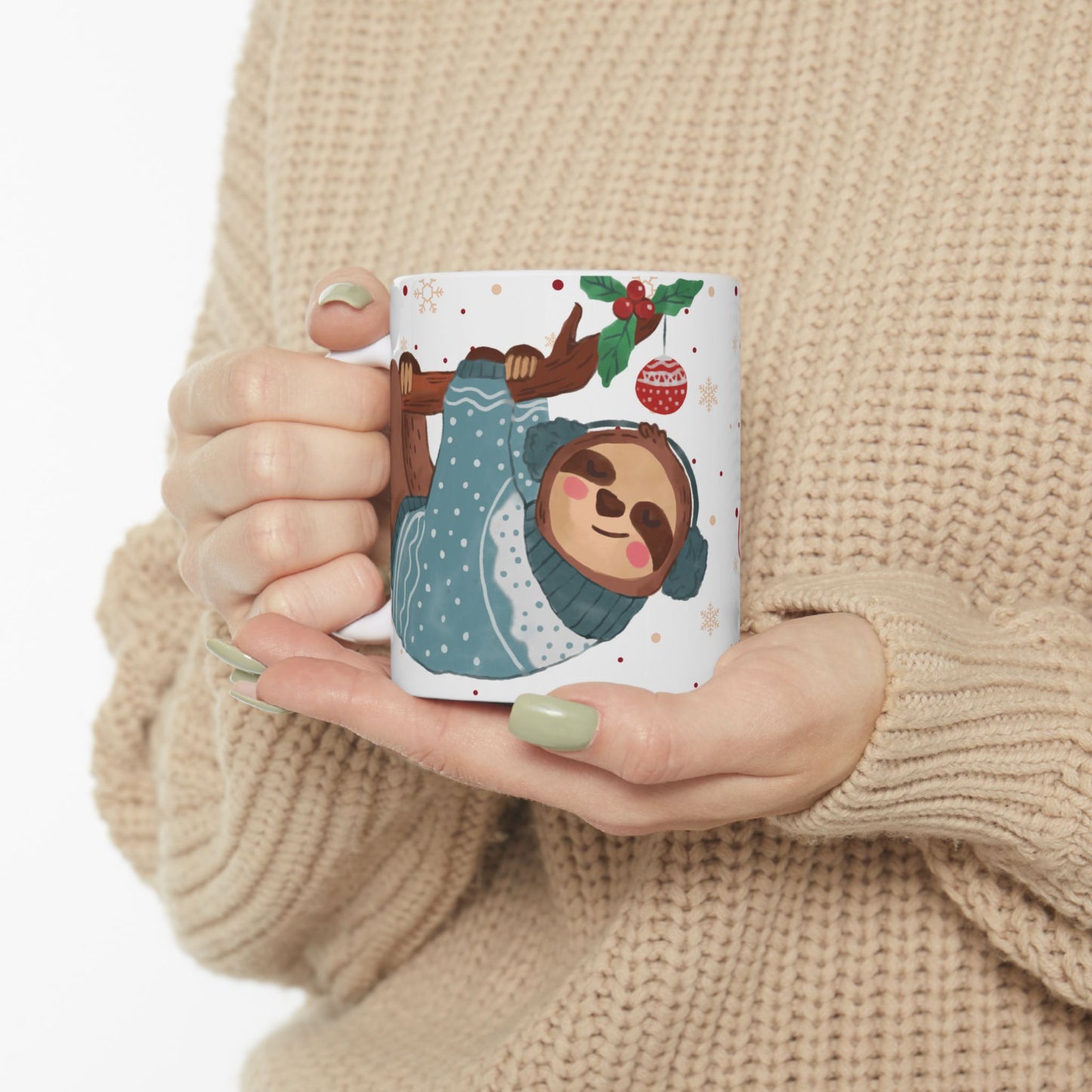 Christmas Sloth Mug with Festive Design – Cozy and Adorable Holiday Gift