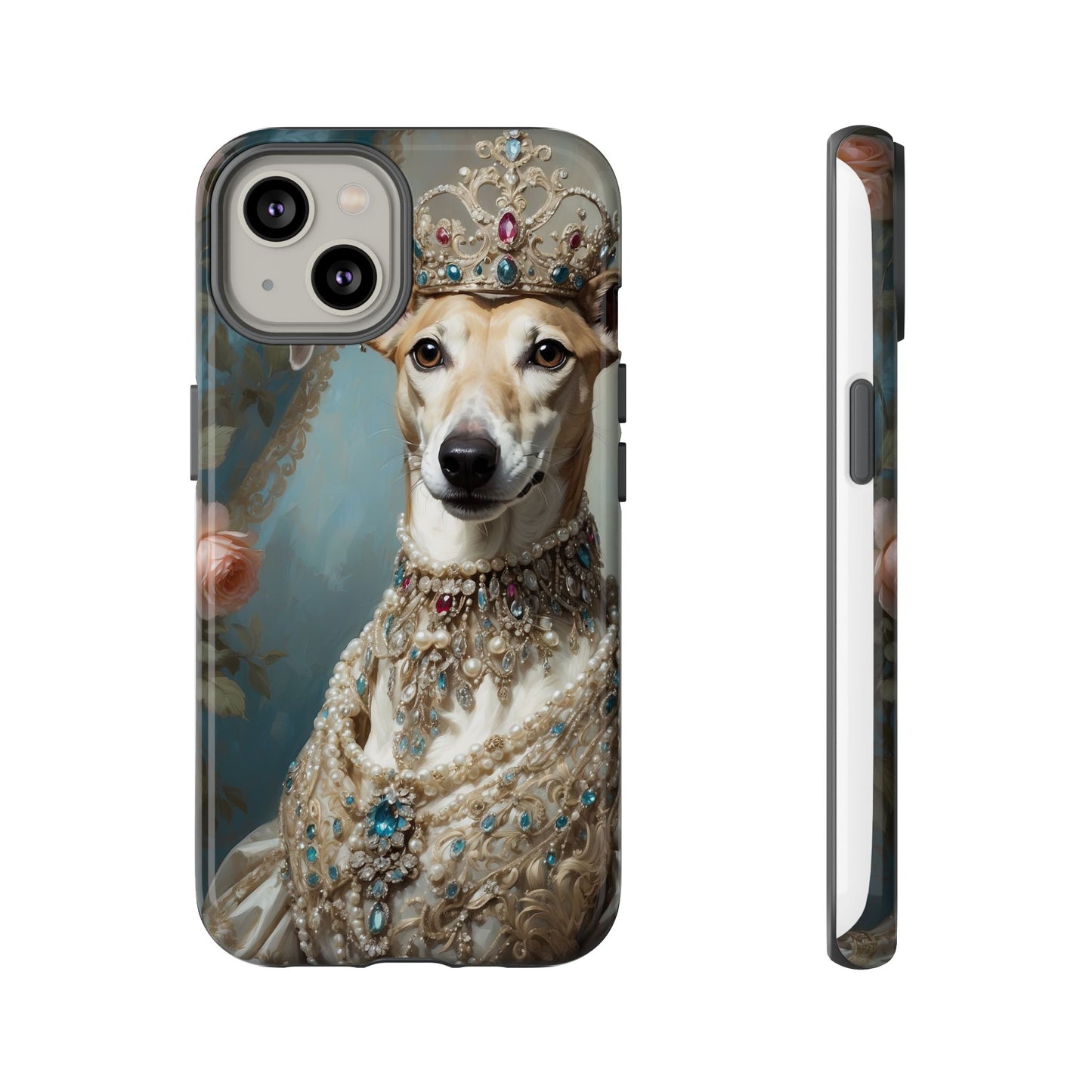 Tough Cases Regal Whippet: Elegance in Pearls and Jewels