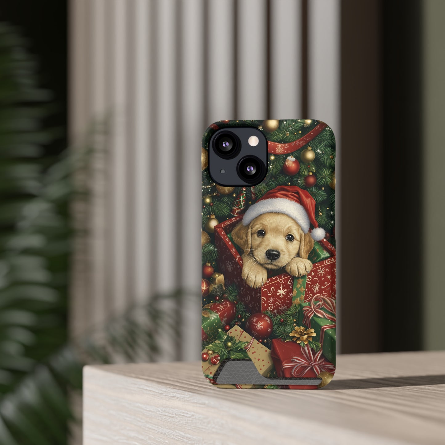 Christmas Puppy – Festive Holiday Design with Adorable Golden Retriever Phone Case With Card Holder