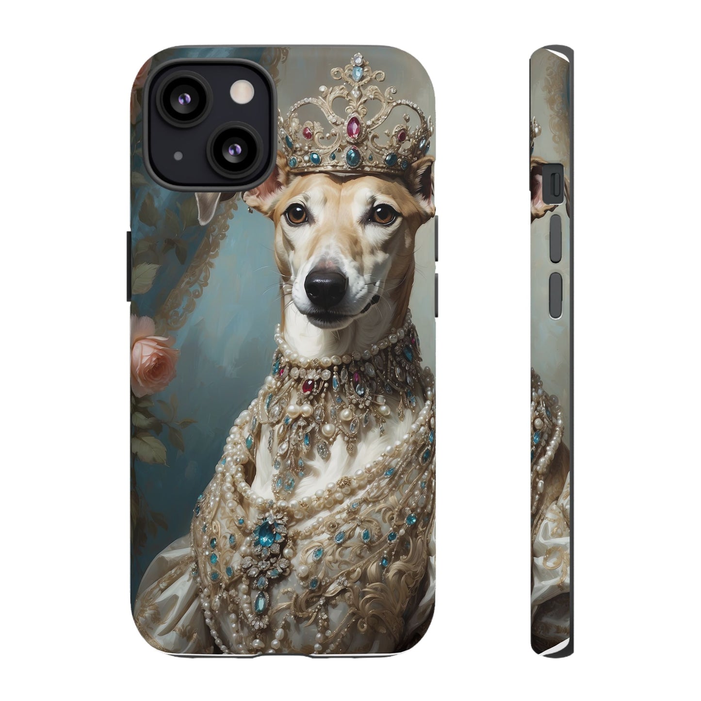 Tough Cases Regal Whippet: Elegance in Pearls and Jewels