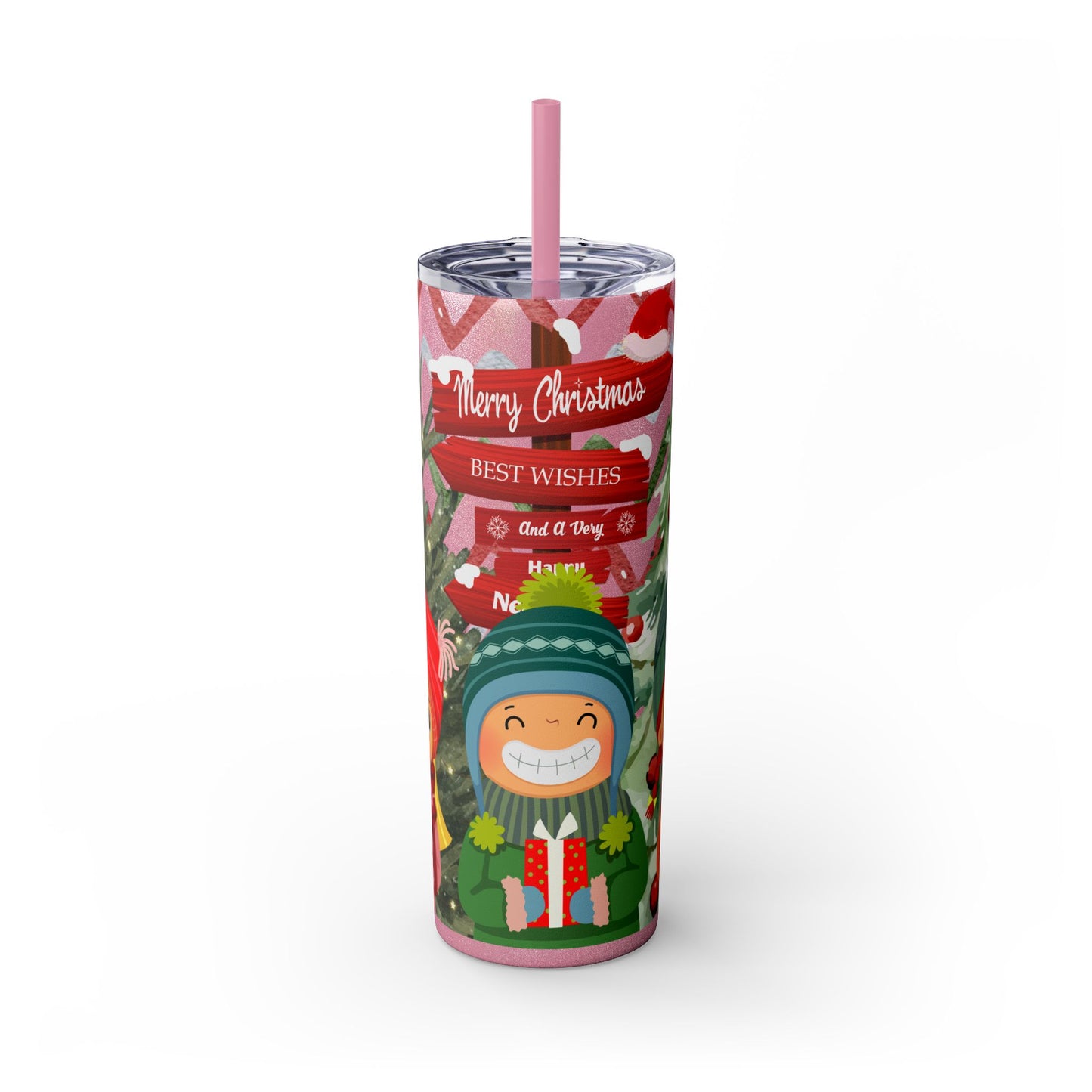 Christmas Stainless Steel Tumbler with Festive Design – Insulated Travel Cup, 20oz