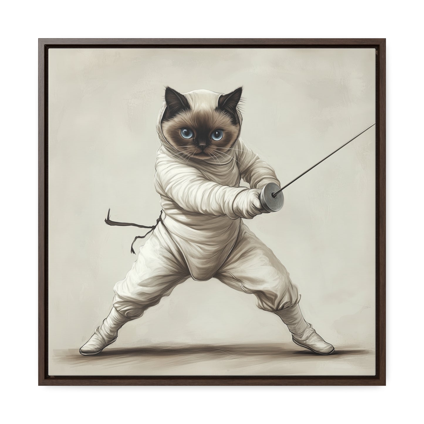 Gallery Canvas Wraps, Square Frame Ragdoll Cat Fencing Duel Illustration