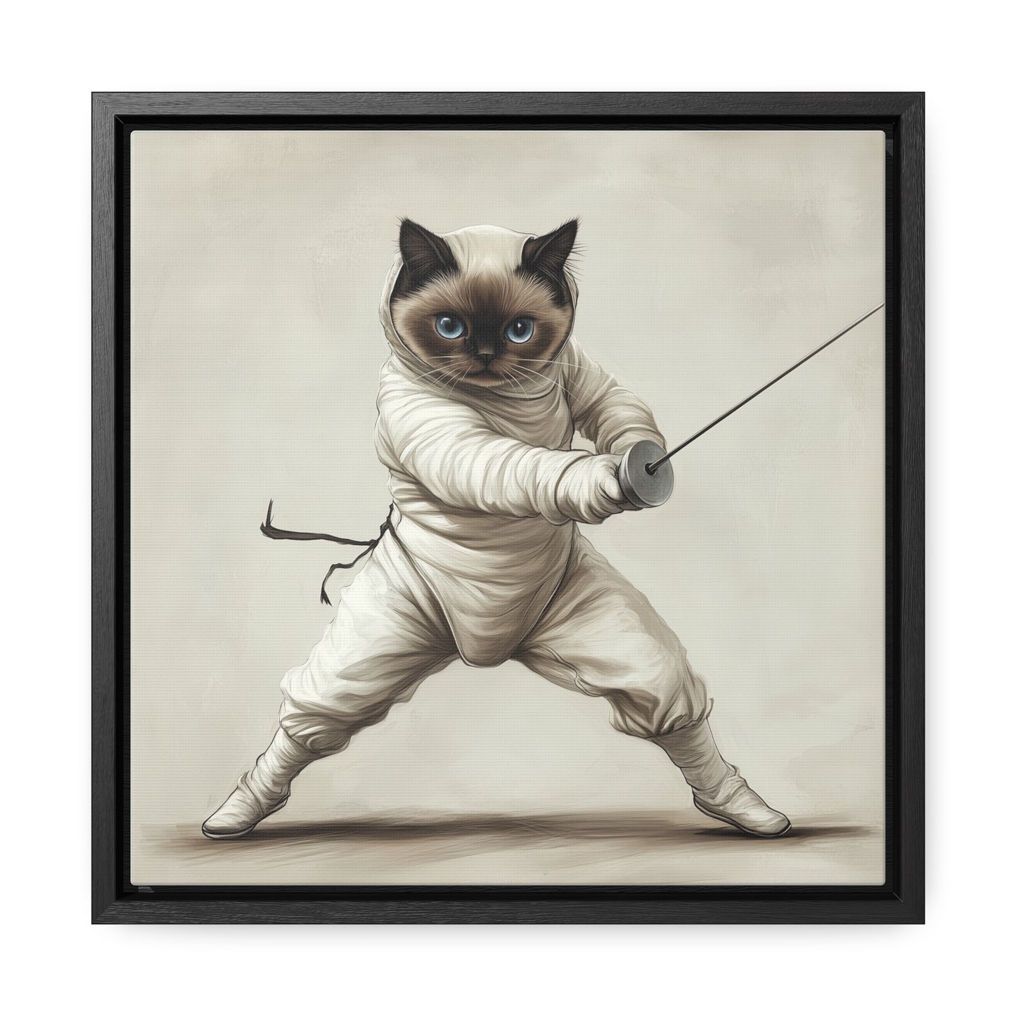 Gallery Canvas Wraps, Square Frame Ragdoll Cat Fencing Duel Illustration