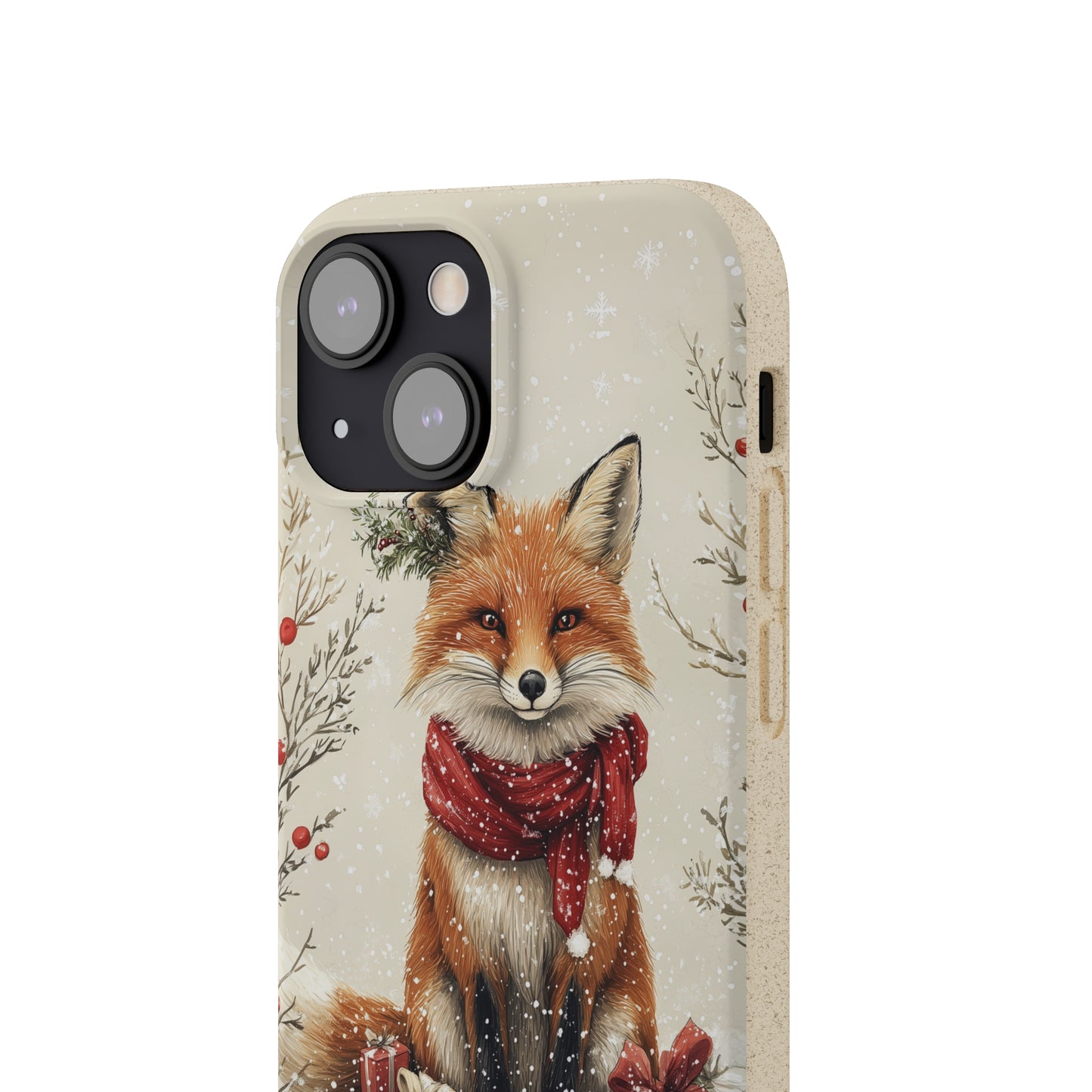 Christmas Fox Phone Case – Festive Holiday Design with Cute Fox and Gift Boxes - Biodegradable Cases