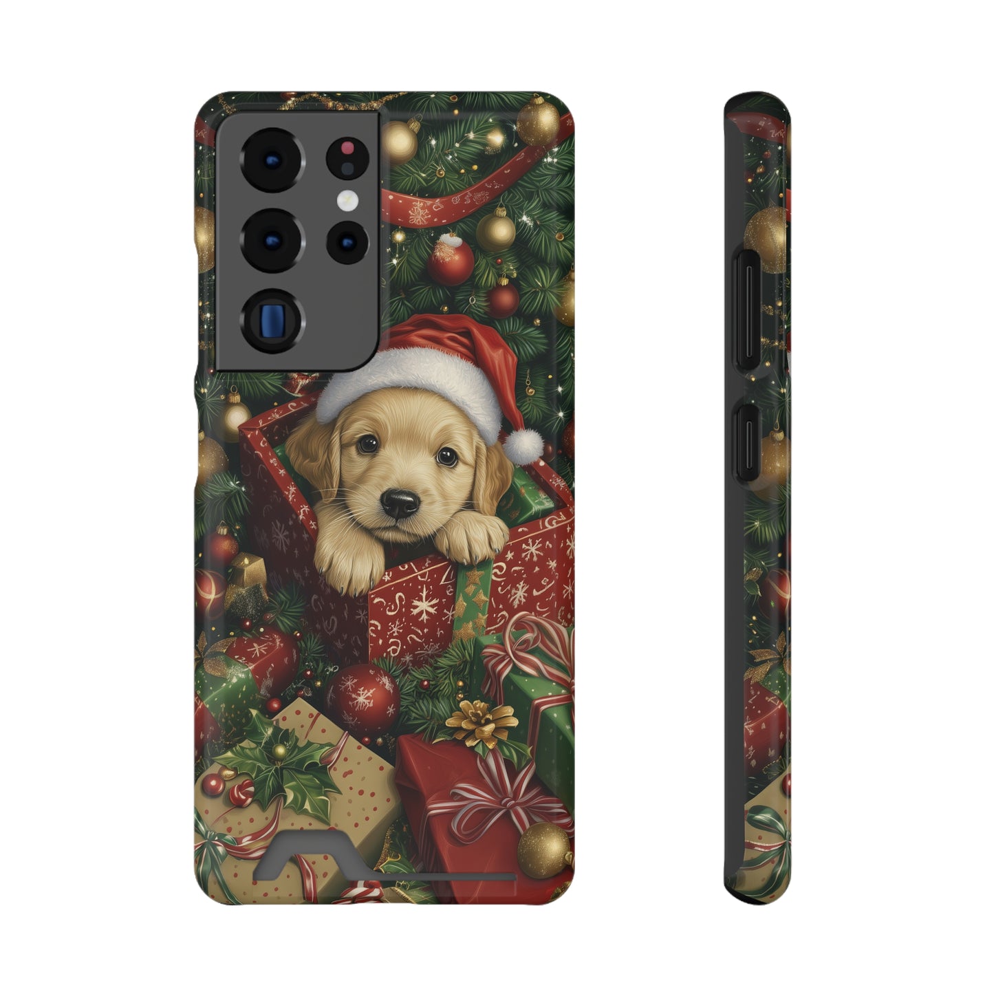 Christmas Puppy – Festive Holiday Design with Adorable Golden Retriever Phone Case With Card Holder