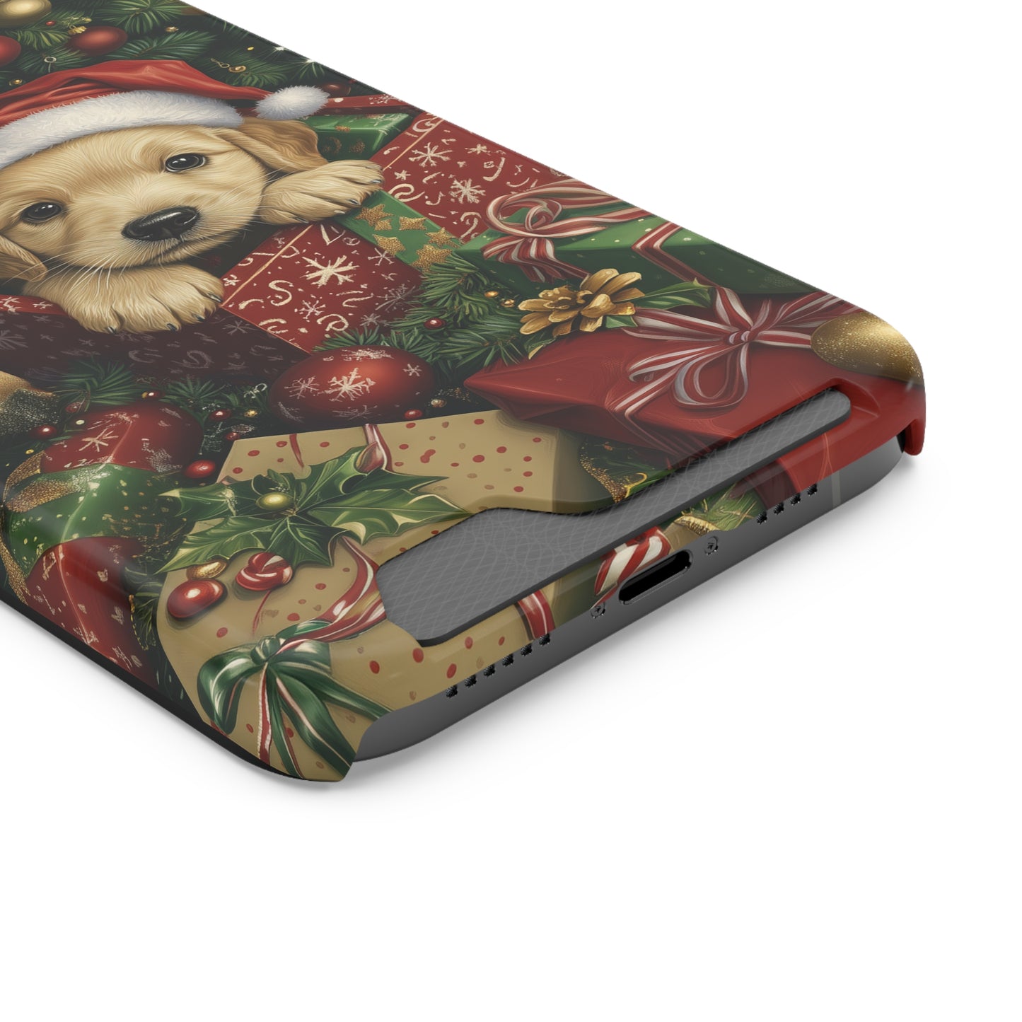 Christmas Puppy – Festive Holiday Design with Adorable Golden Retriever Phone Case With Card Holder