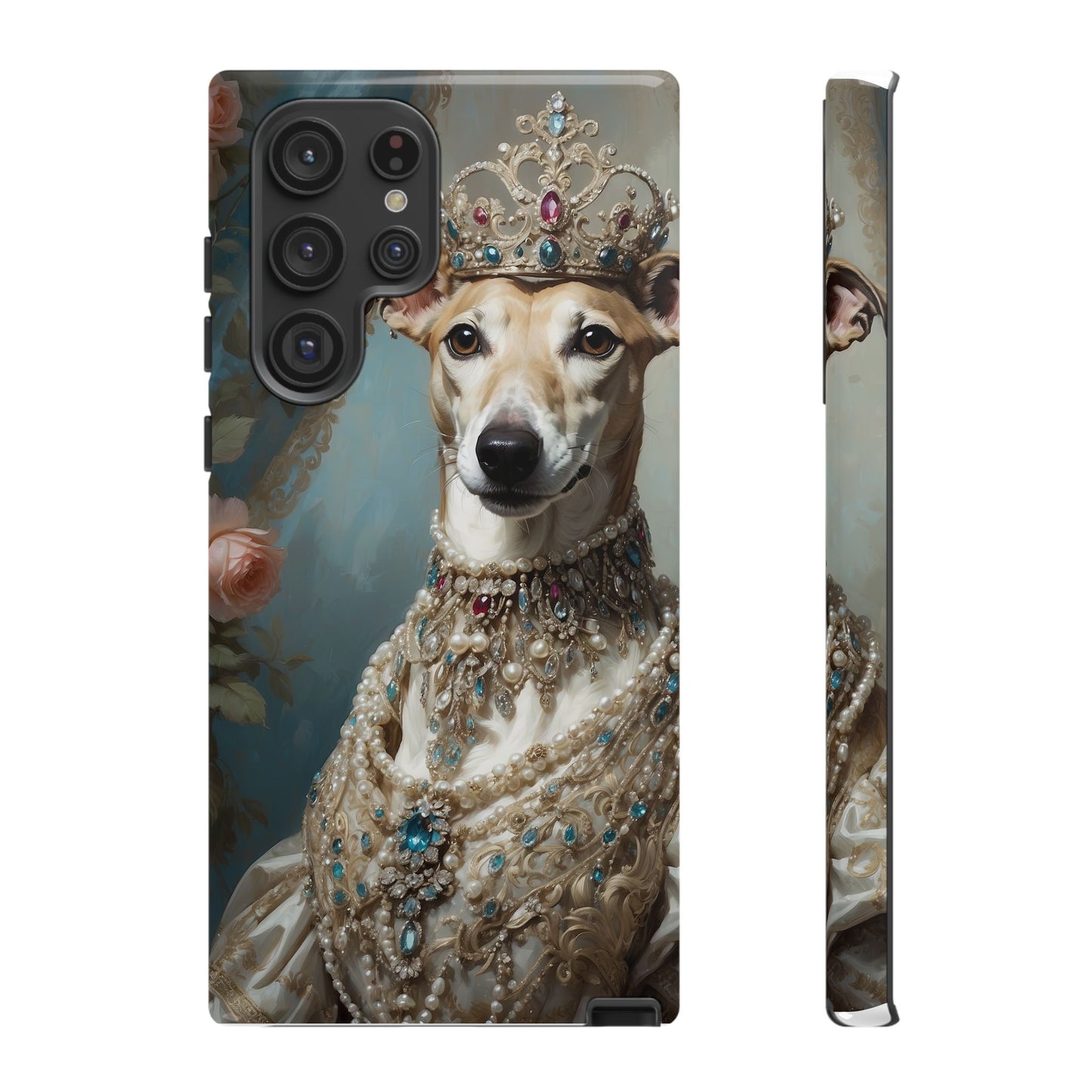 Tough Cases Regal Whippet: Elegance in Pearls and Jewels