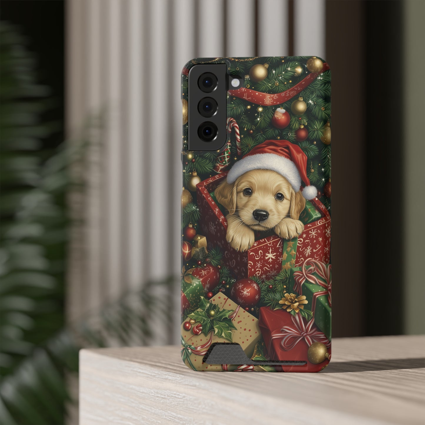 Christmas Puppy – Festive Holiday Design with Adorable Golden Retriever Phone Case With Card Holder