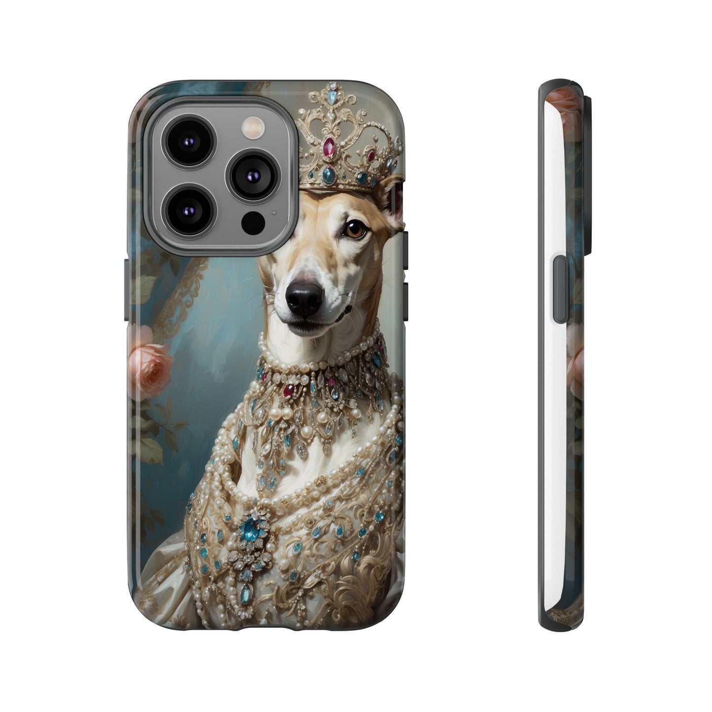 Tough Cases Regal Whippet: Elegance in Pearls and Jewels