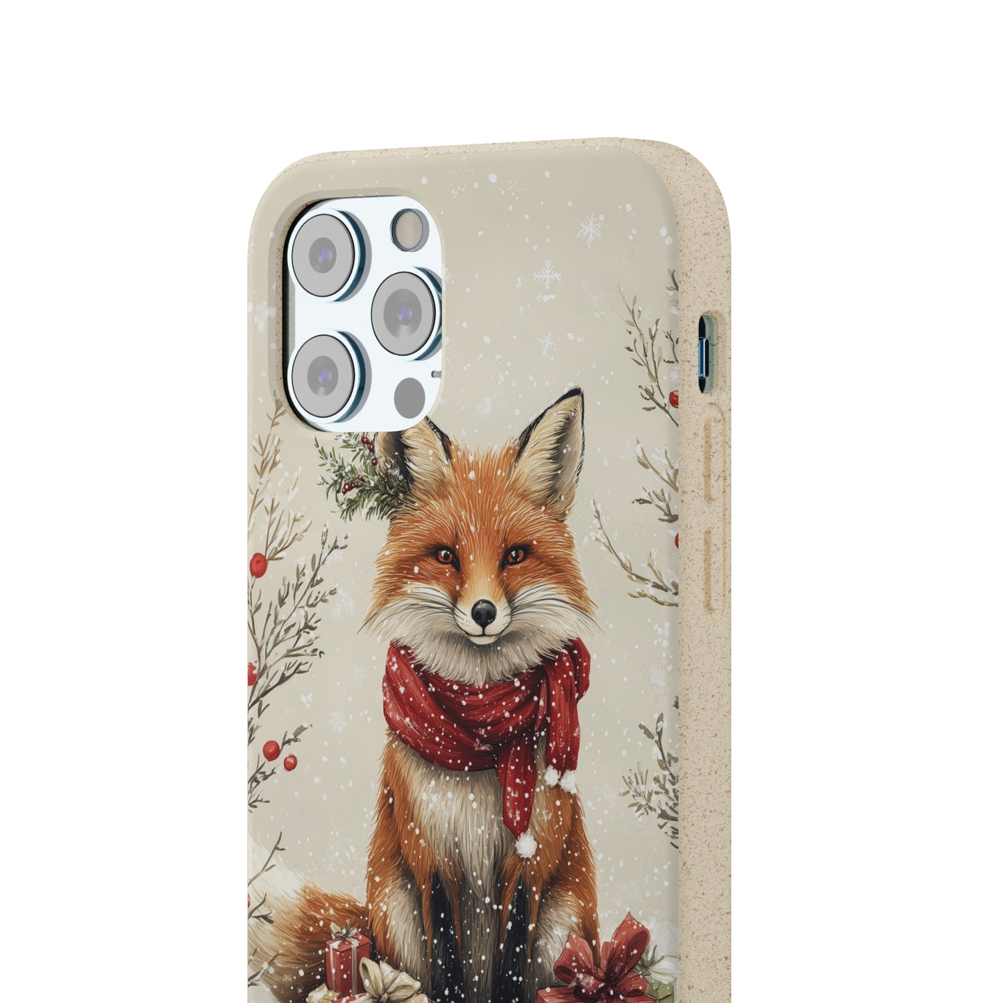 Christmas Fox Phone Case – Festive Holiday Design with Cute Fox and Gift Boxes - Biodegradable Cases