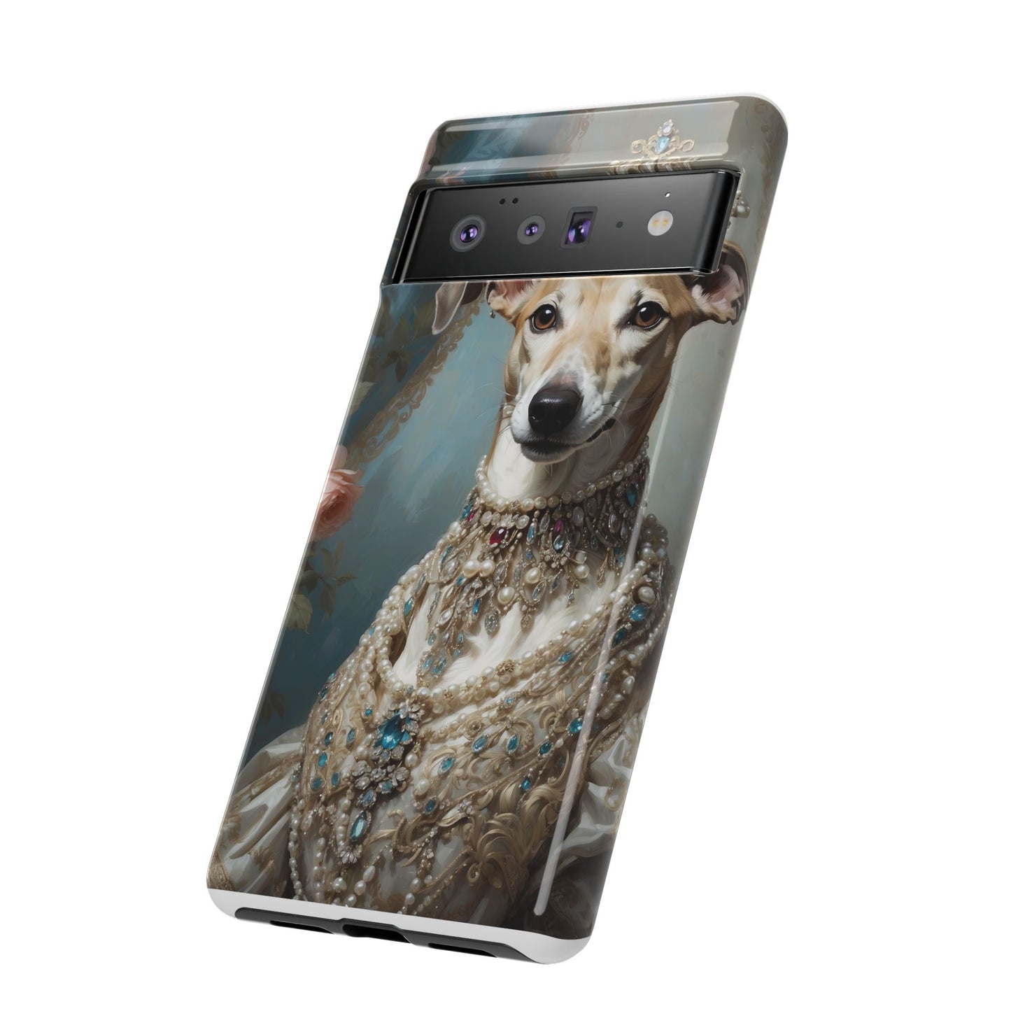 Tough Cases Regal Whippet: Elegance in Pearls and Jewels