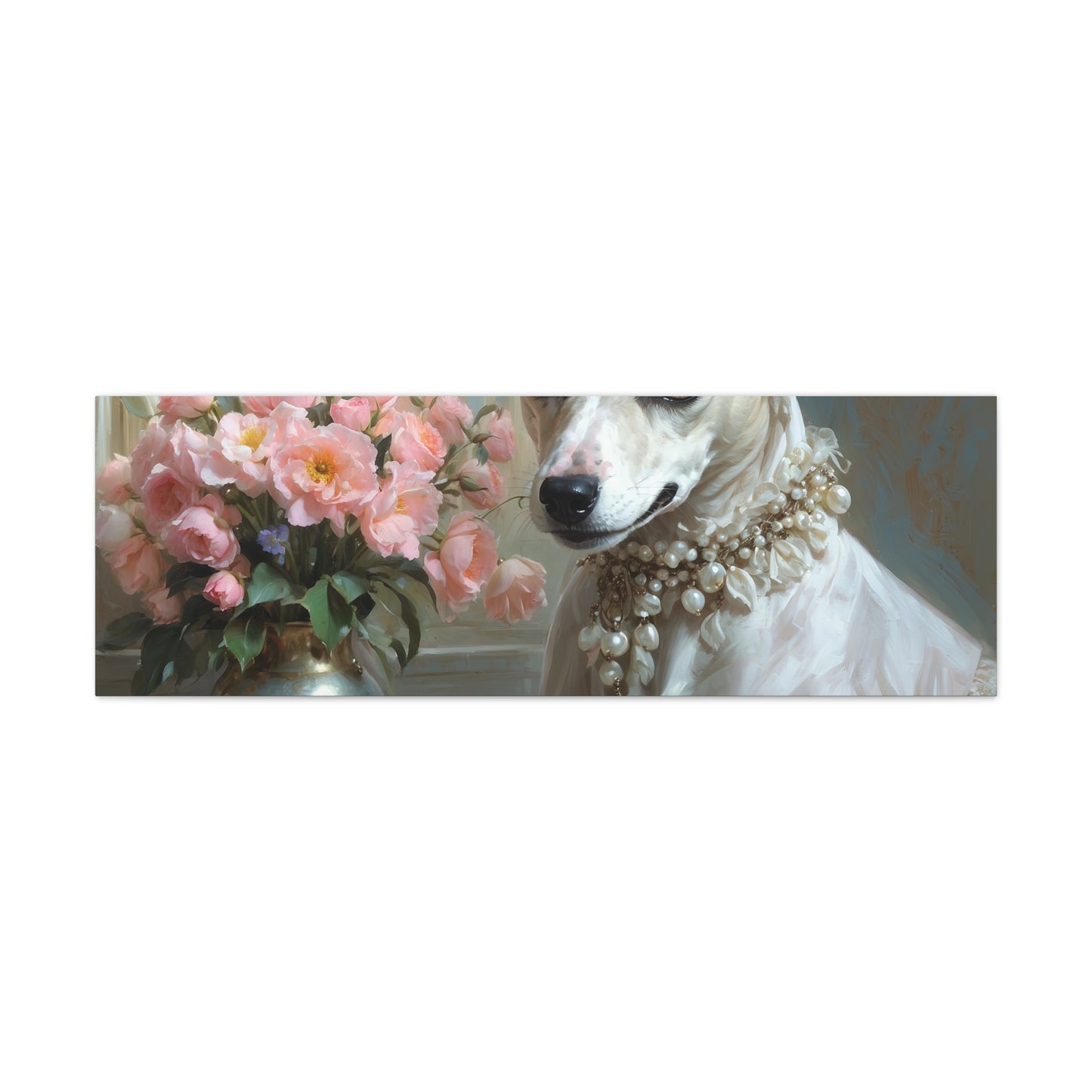 Matte Canvas, Stretched, 1.25" Renaissance Greyhound Lady with Floral Elegance