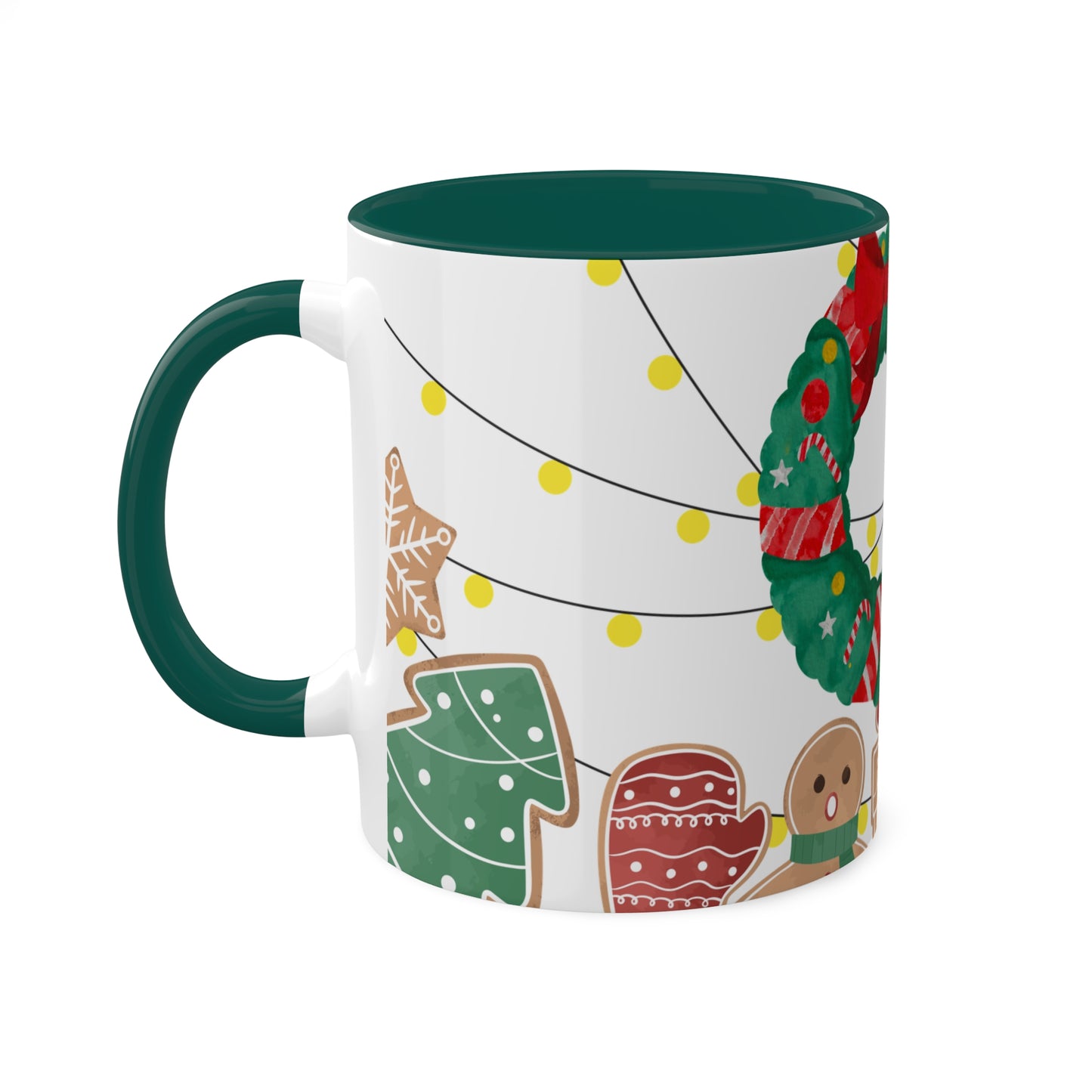 Christmas Wreath Mug with Holiday-Themed Illustrations – Festive and Functional