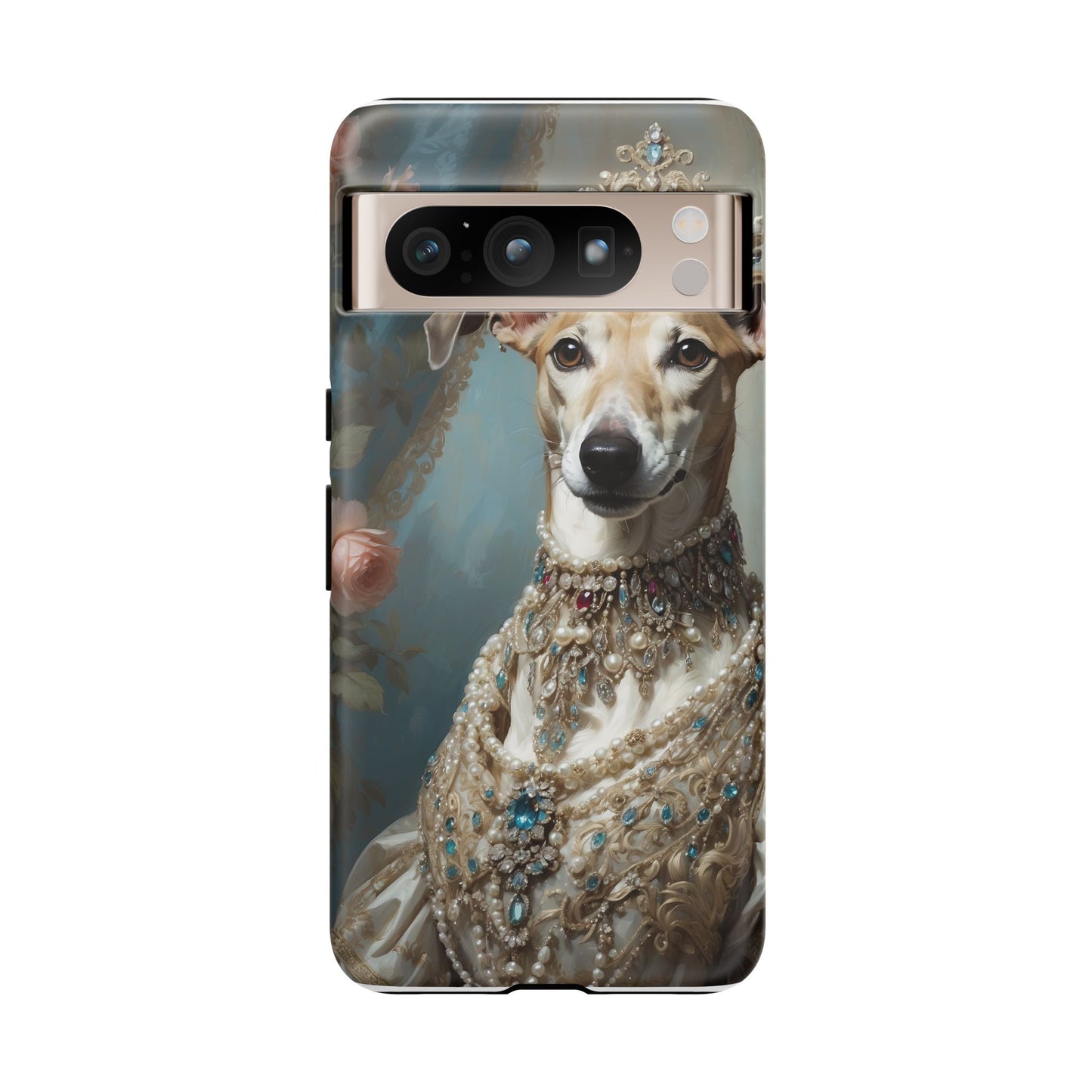 Tough Cases Regal Whippet: Elegance in Pearls and Jewels