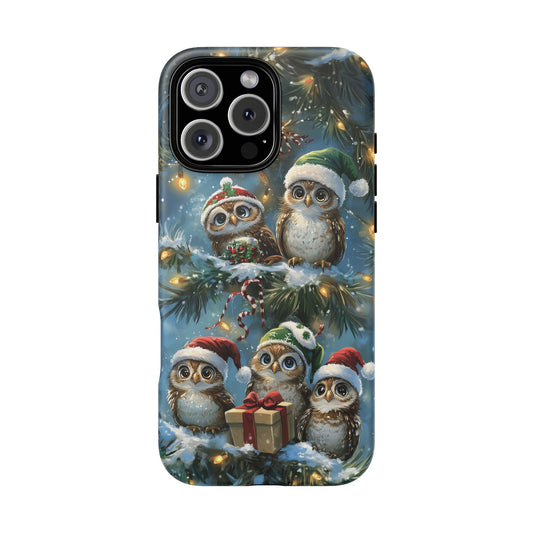 Christmas Owls Phone Case – Festive Holiday Design with Cute Owls and Gift