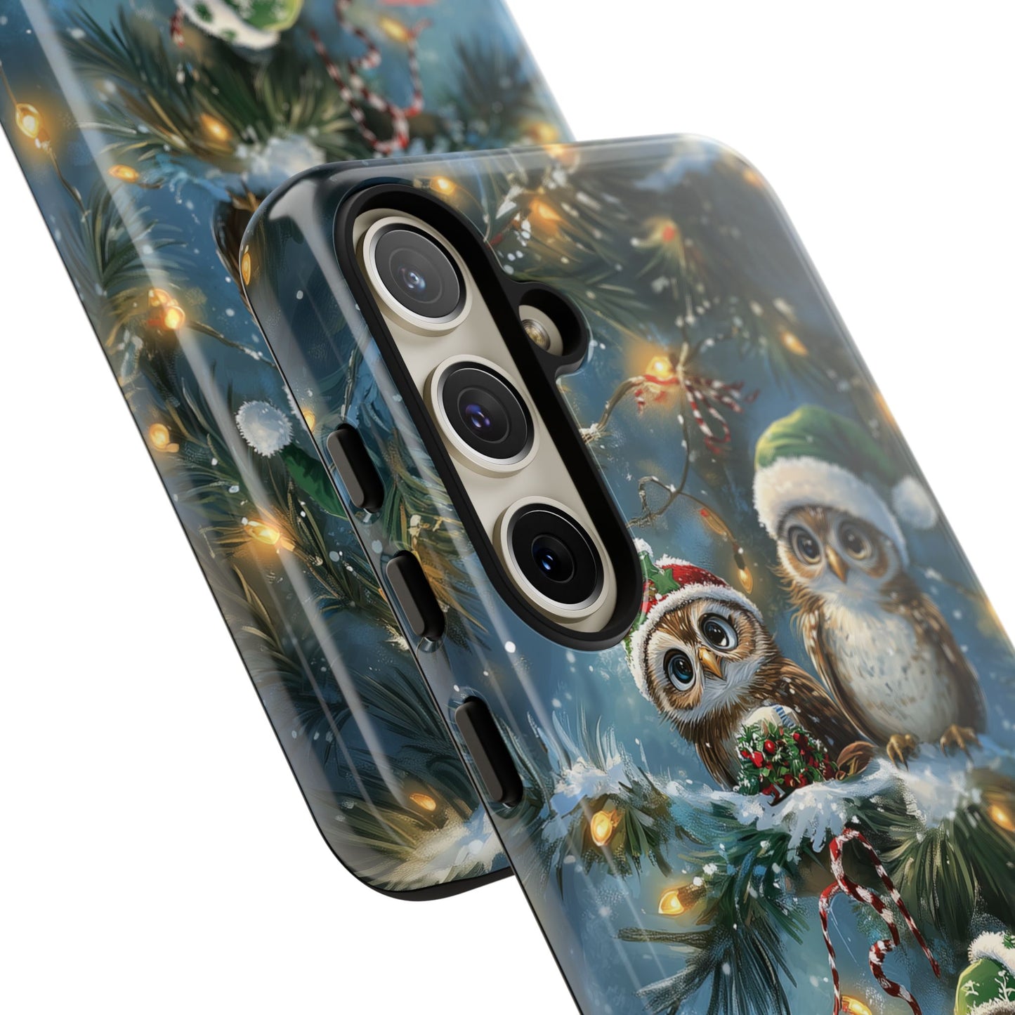 Christmas Owls Phone Case – Festive Holiday Design with Cute Owls and Gift