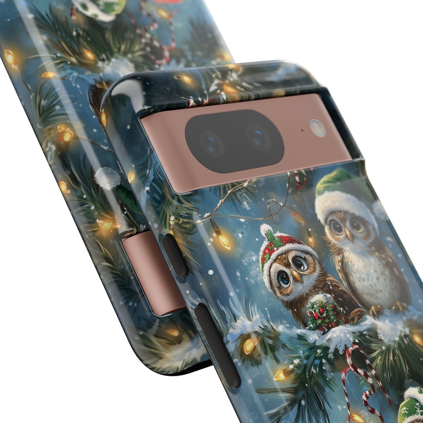 Christmas Owls Phone Case – Festive Holiday Design with Cute Owls and Gift