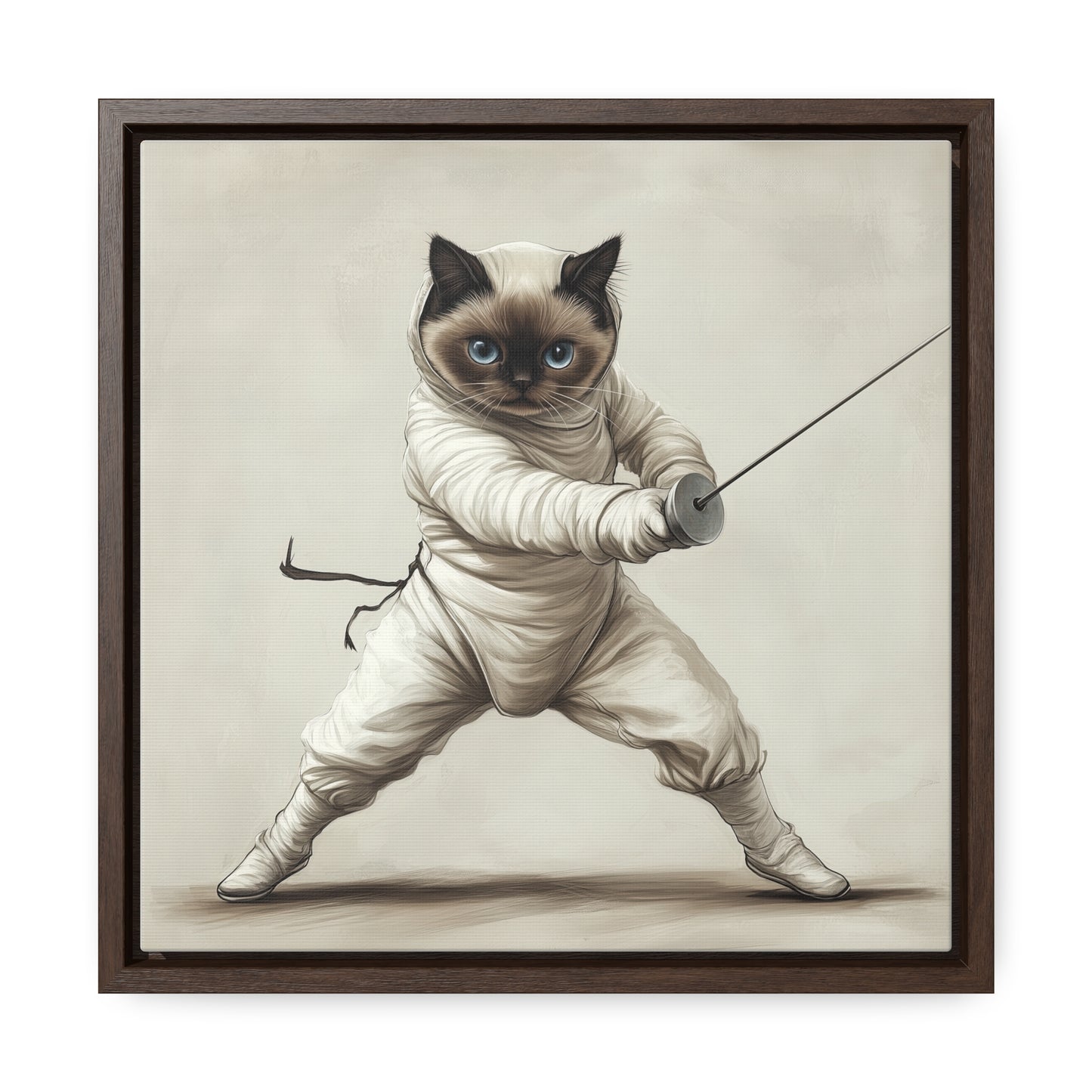 Gallery Canvas Wraps, Square Frame Ragdoll Cat Fencing Duel Illustration