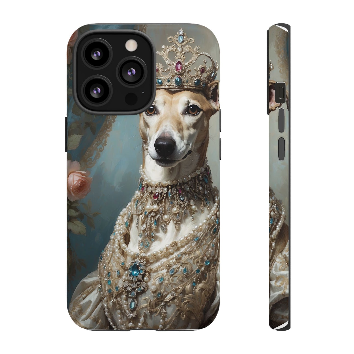 Tough Cases Regal Whippet: Elegance in Pearls and Jewels