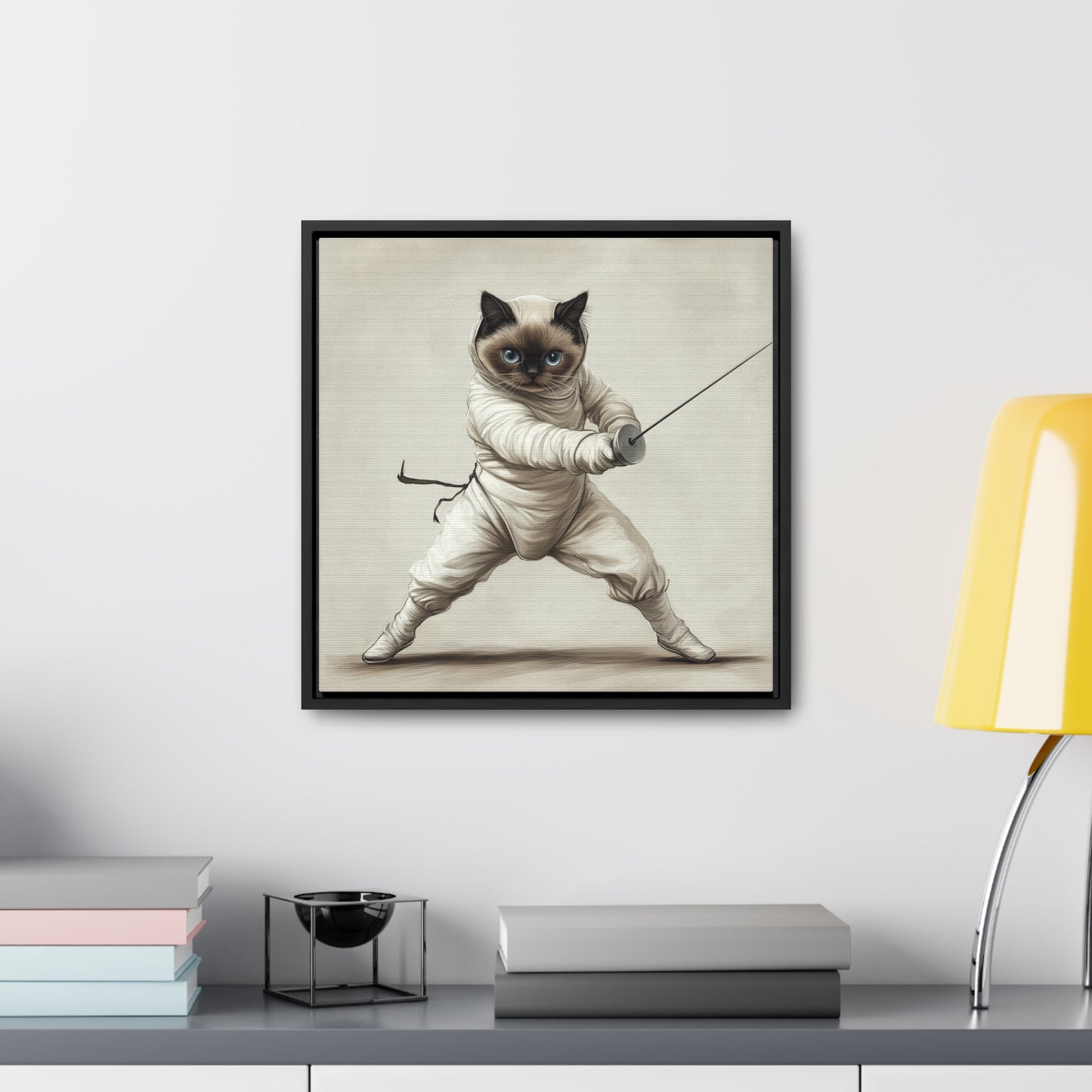 Gallery Canvas Wraps, Square Frame Ragdoll Cat Fencing Duel Illustration