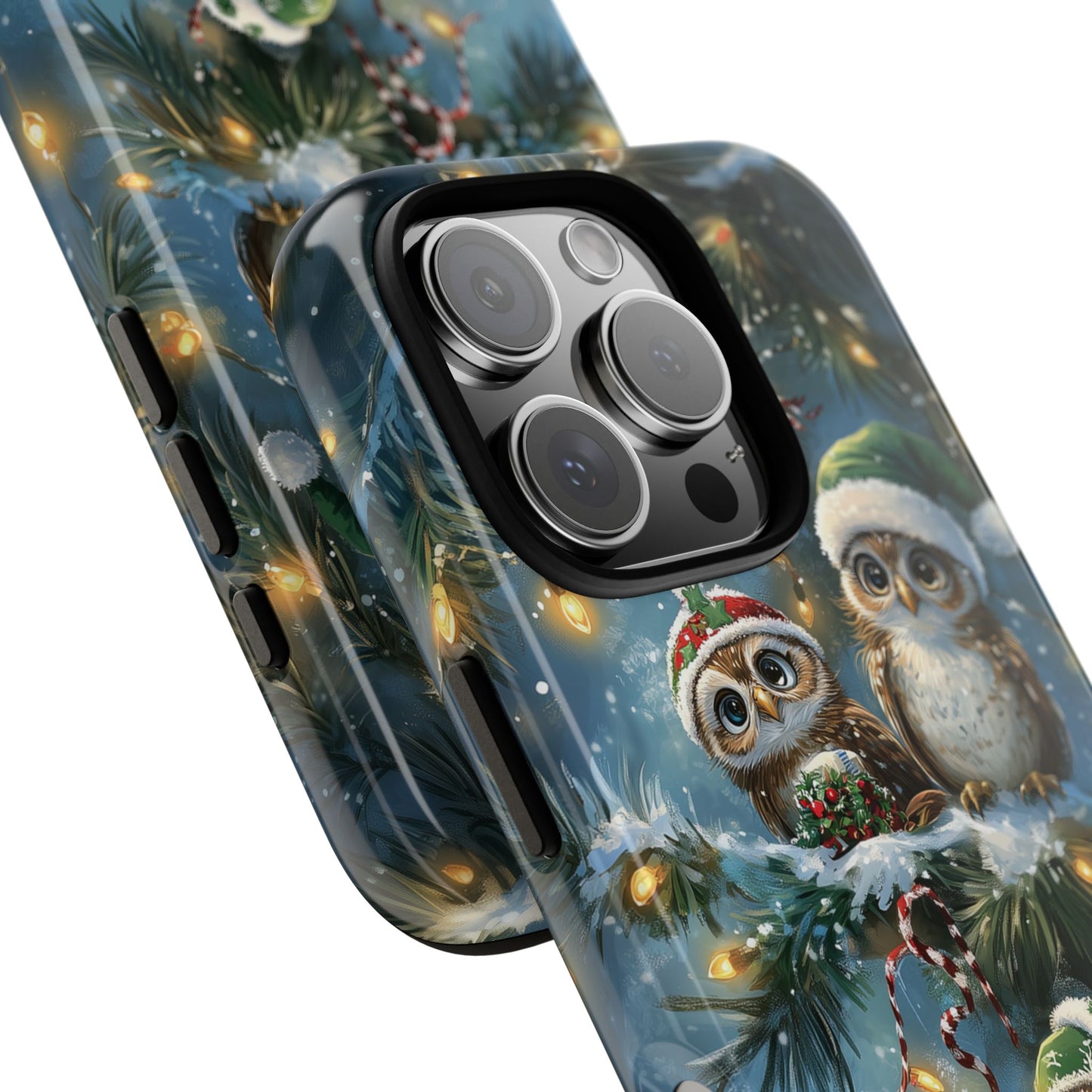 Christmas Owls Phone Case – Festive Holiday Design with Cute Owls and Gift