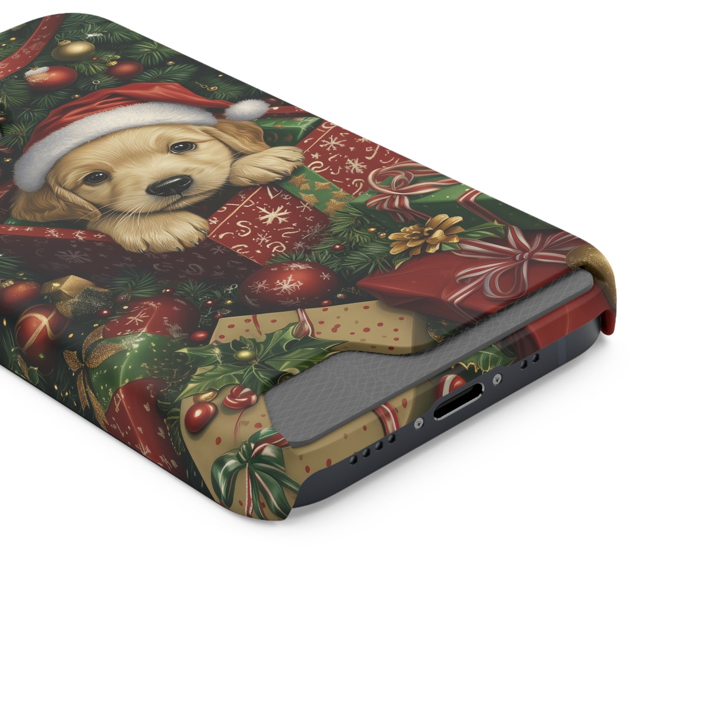 Christmas Puppy – Festive Holiday Design with Adorable Golden Retriever Phone Case With Card Holder