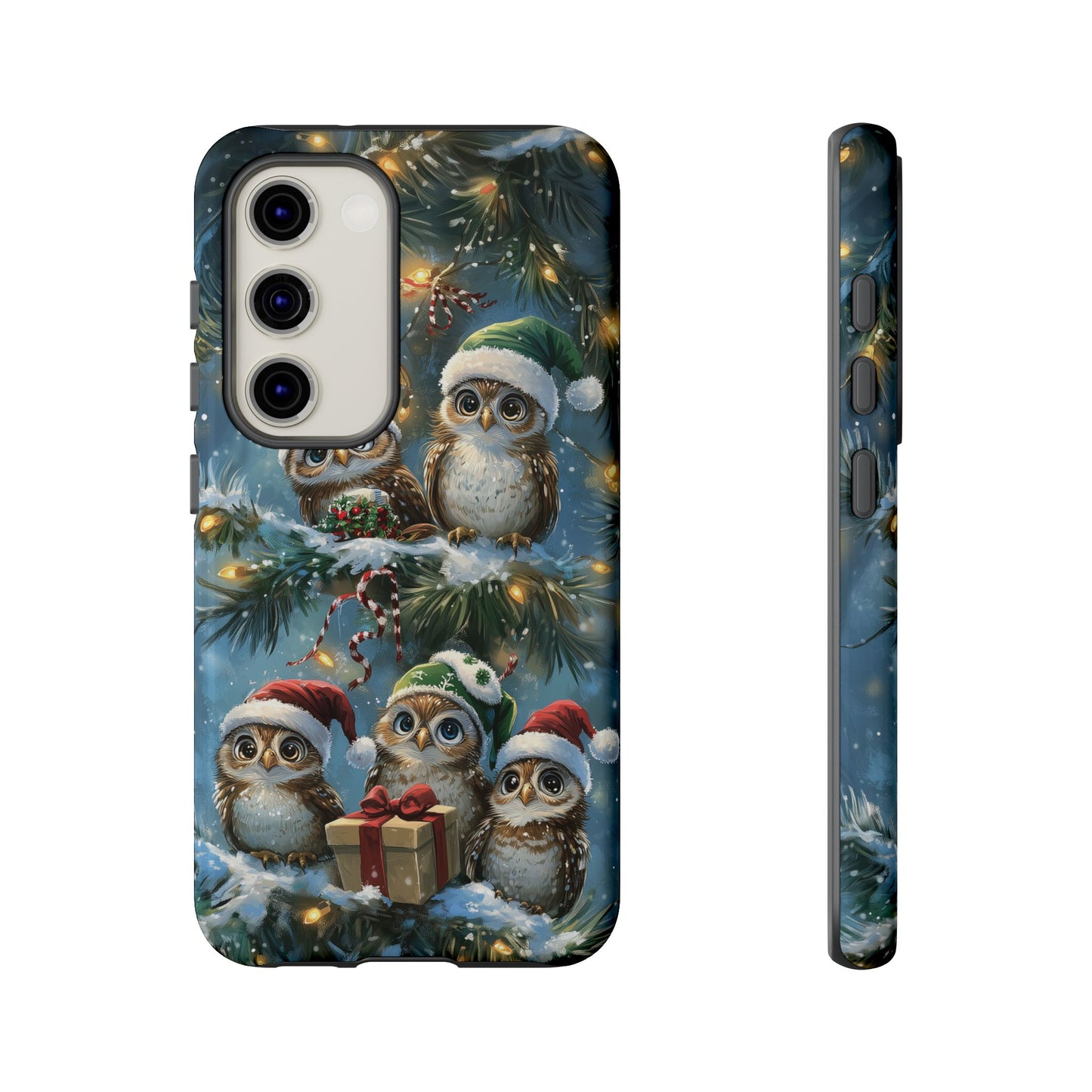 Christmas Owls Phone Case – Festive Holiday Design with Cute Owls and Gift