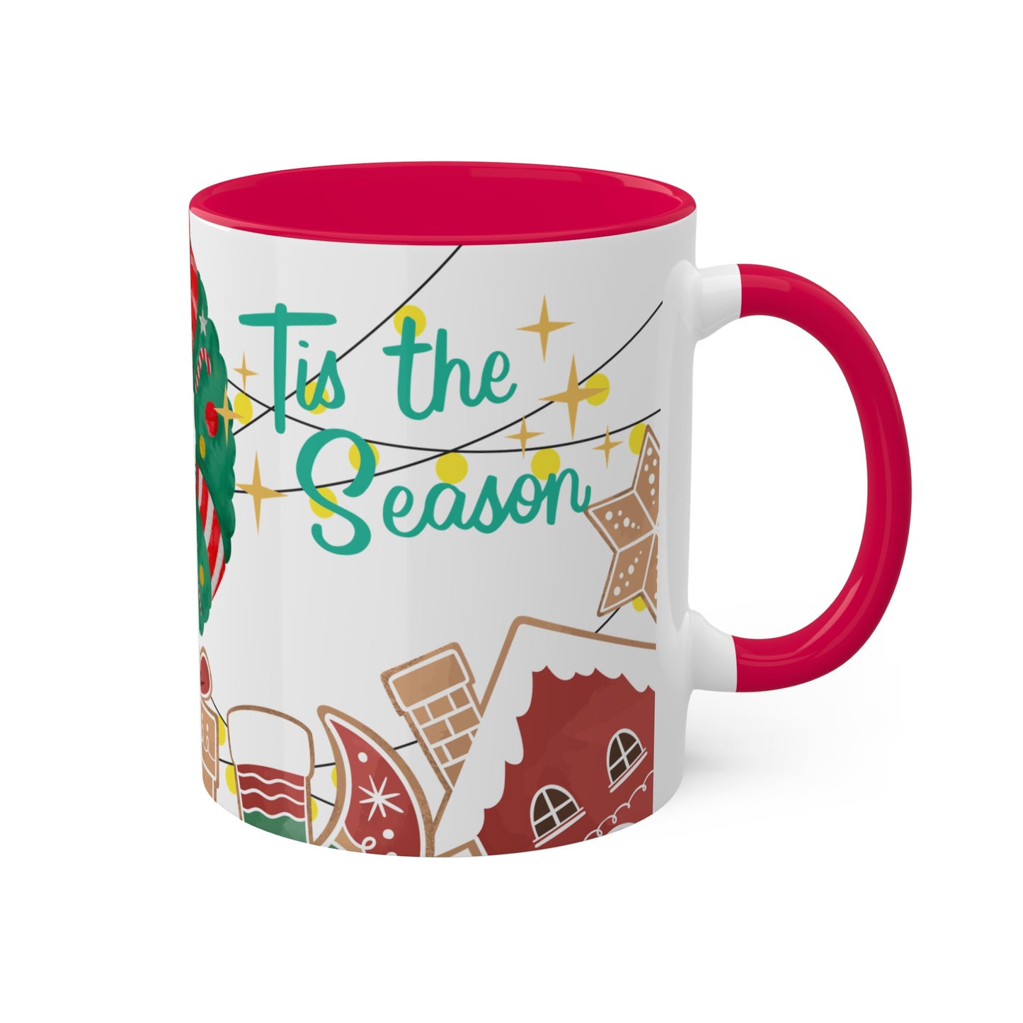 Christmas Wreath Mug with Holiday-Themed Illustrations – Festive and Functional