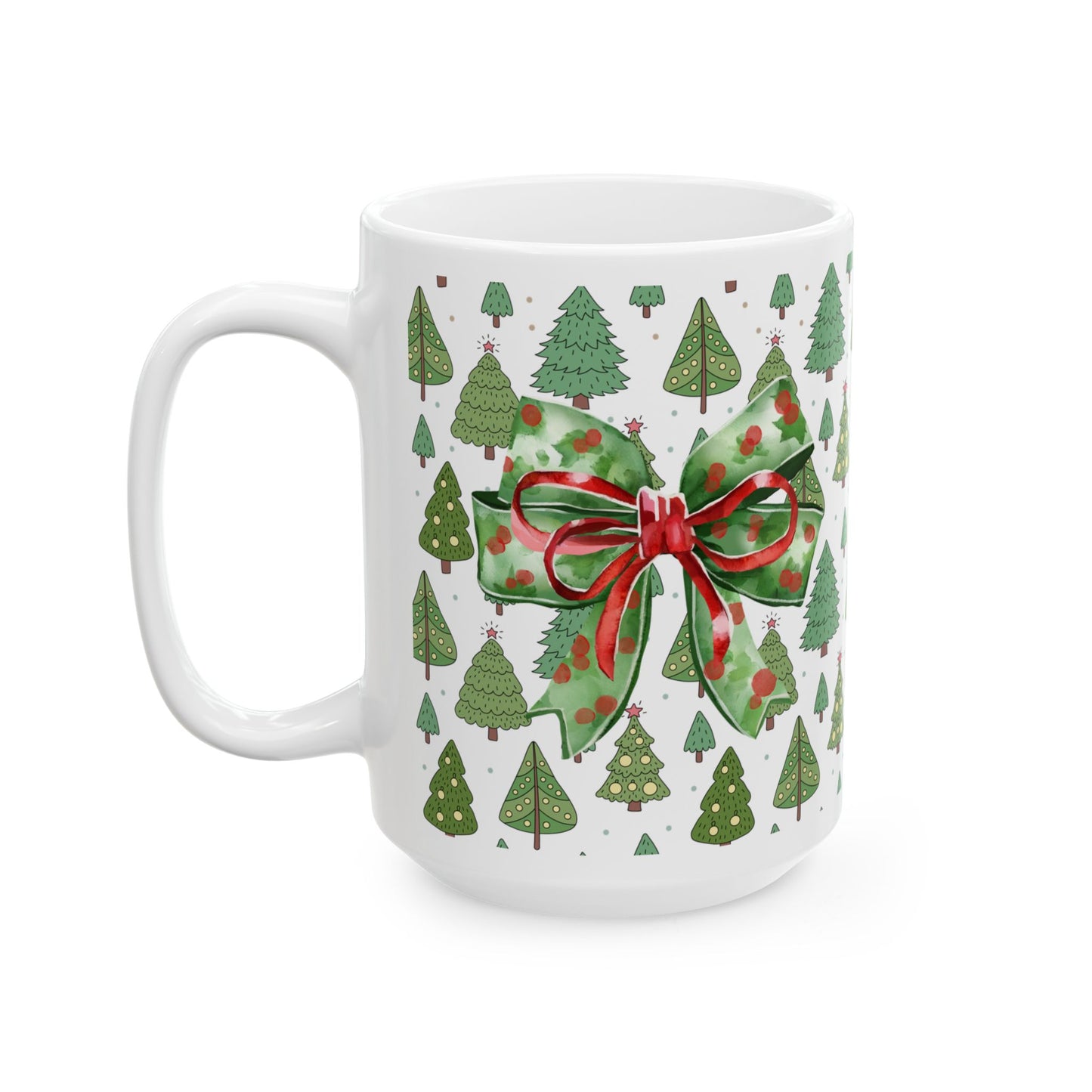 Christmas Mug with Festive Layer Cake and Holiday Tree Design – Perfect for Seasonal Cheer