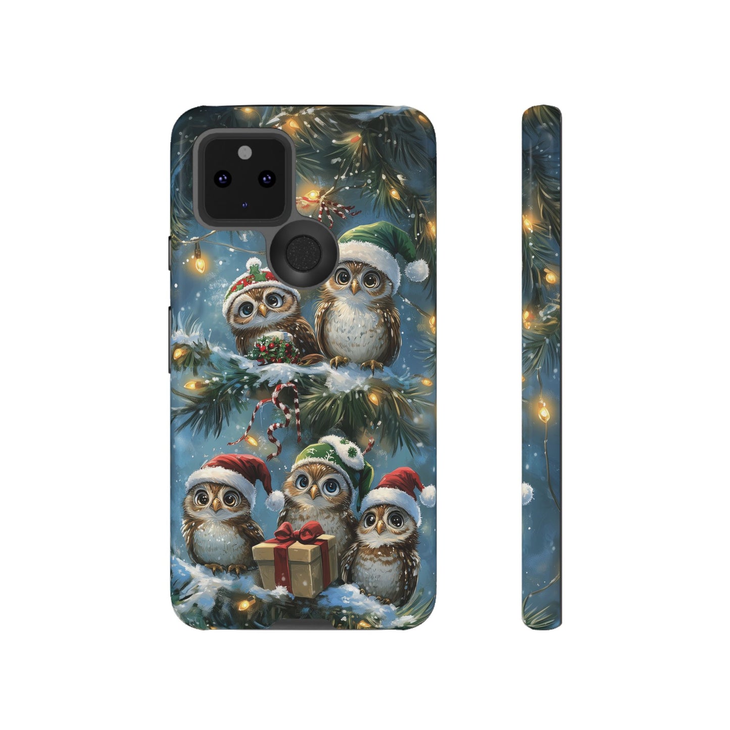 Christmas Owls Phone Case – Festive Holiday Design with Cute Owls and Gift