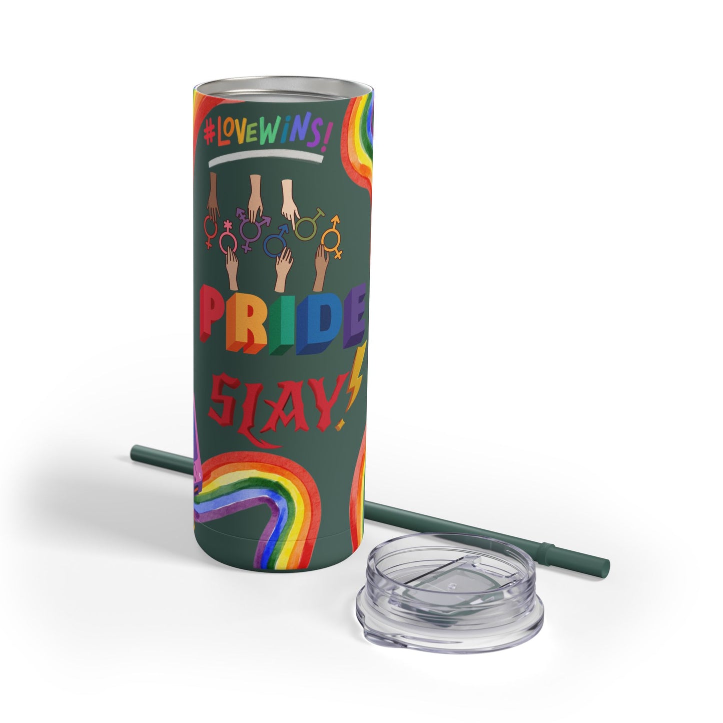 LGBTQ+ Pride Skinny Tumbler - Rainbow Love Wins Design Matte Tumbler, 20oz