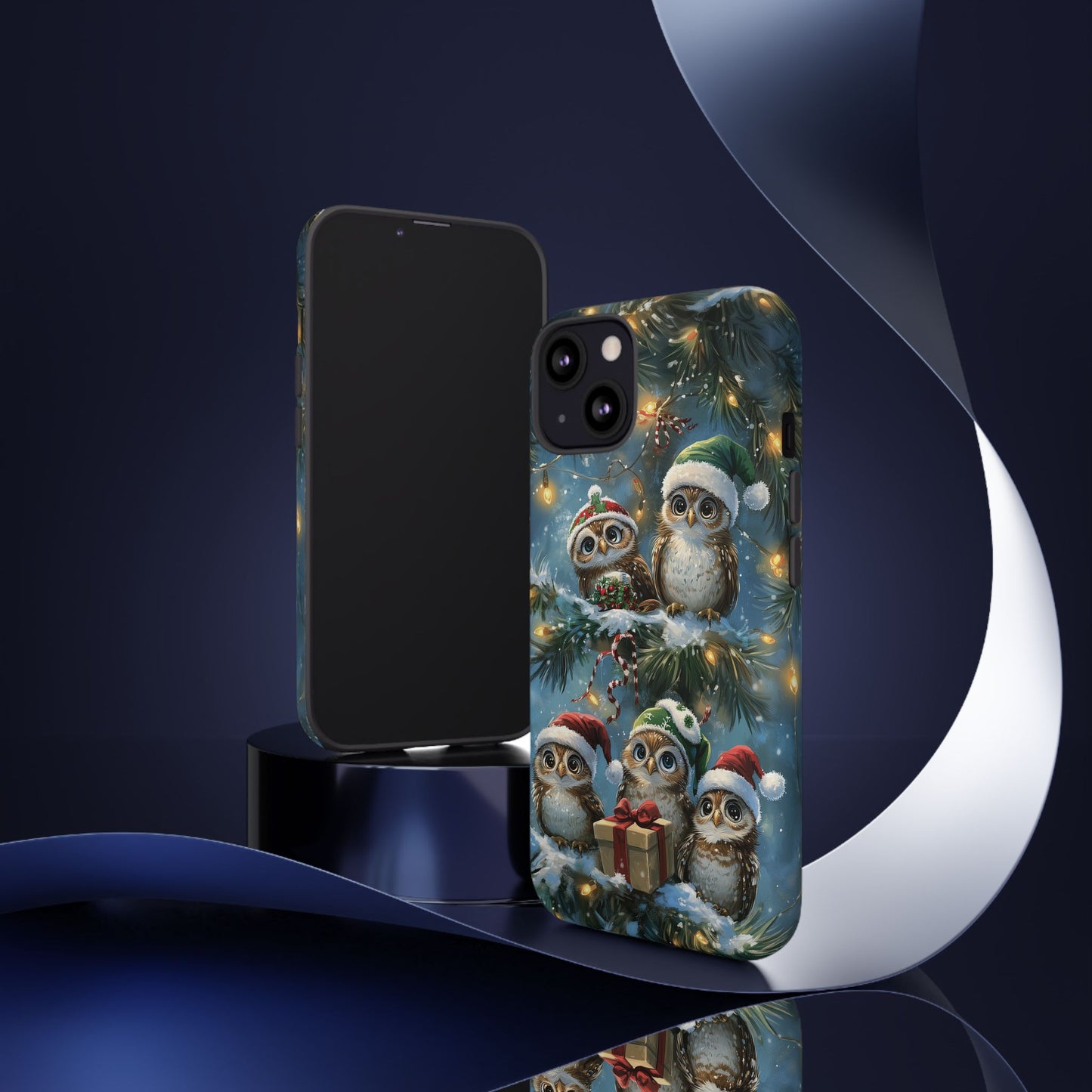 Christmas Owls Phone Case – Festive Holiday Design with Cute Owls and Gift