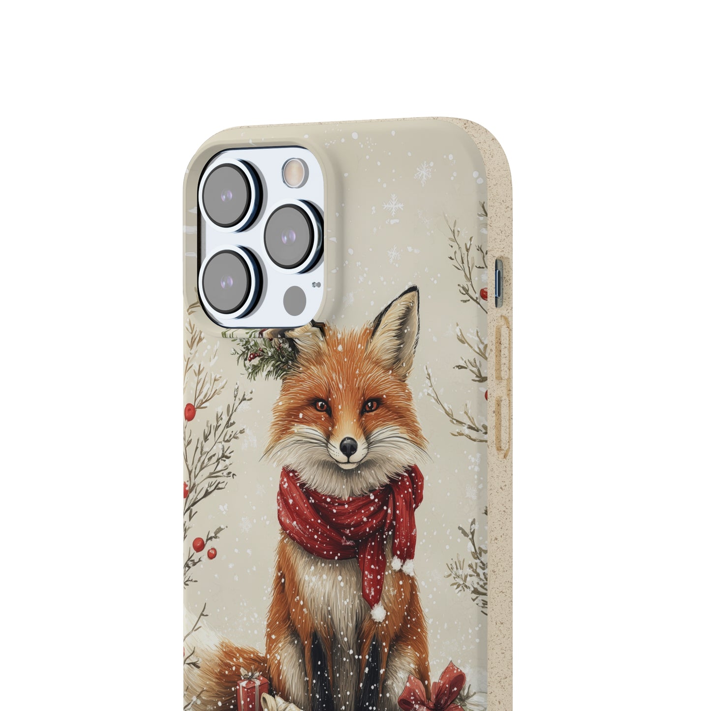 Christmas Fox Phone Case – Festive Holiday Design with Cute Fox and Gift Boxes - Biodegradable Cases