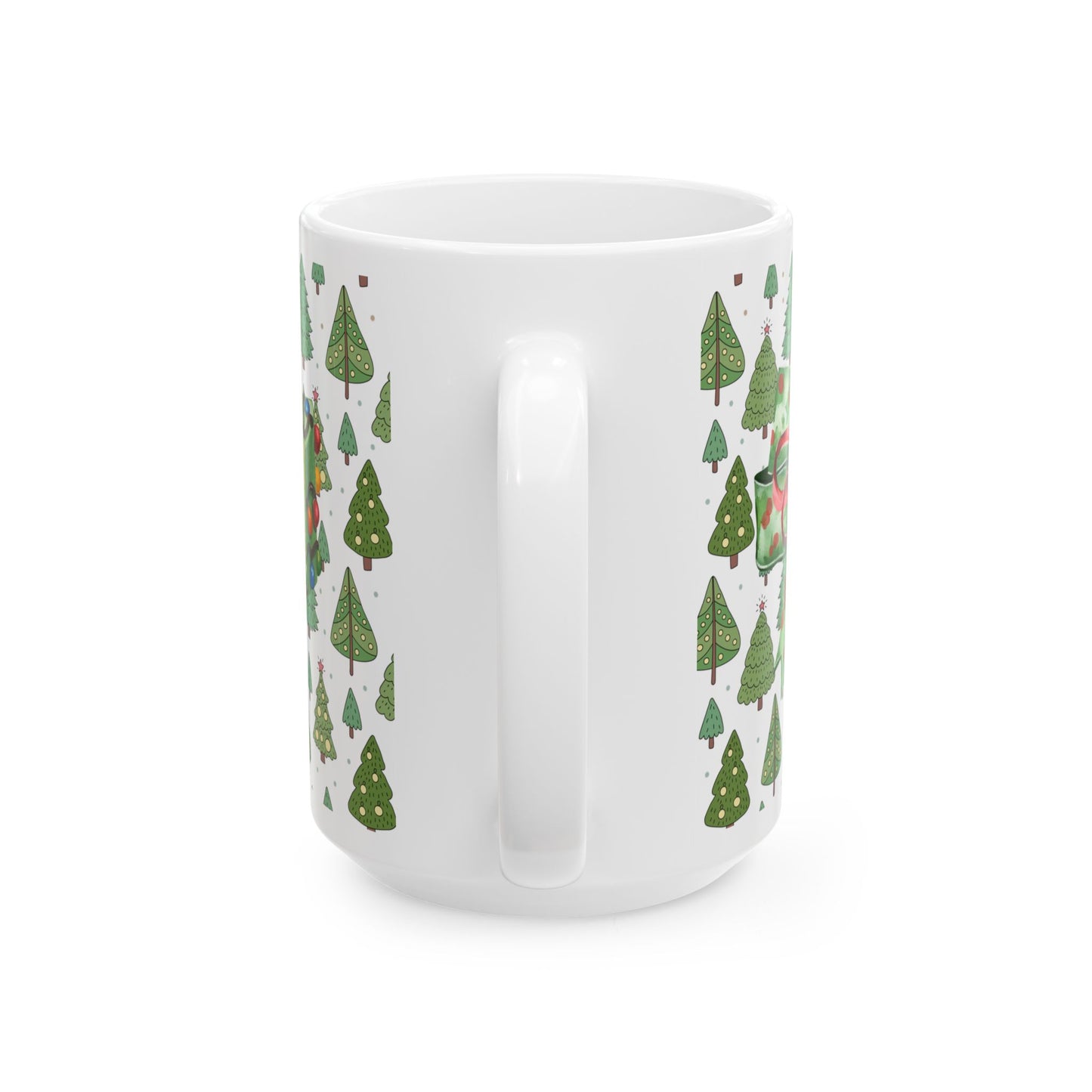 Christmas Mug with Festive Layer Cake and Holiday Tree Design – Perfect for Seasonal Cheer