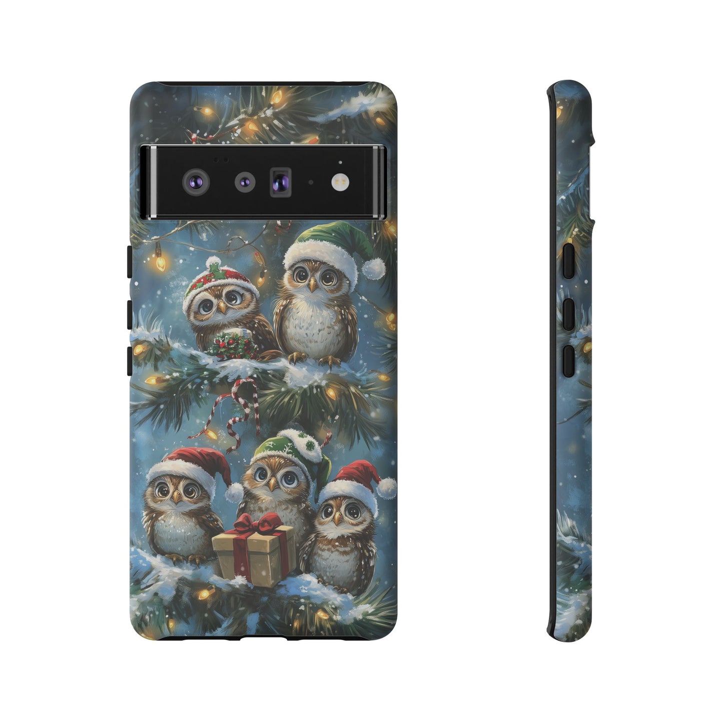 Christmas Owls Phone Case – Festive Holiday Design with Cute Owls and Gift