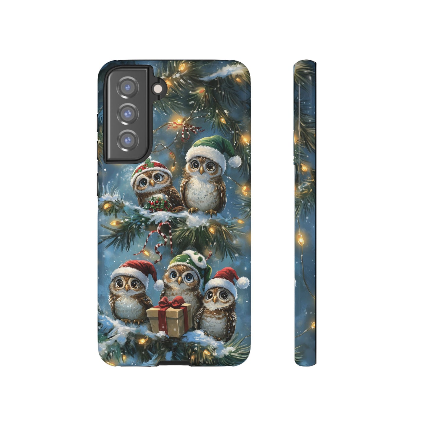 Christmas Owls Phone Case – Festive Holiday Design with Cute Owls and Gift