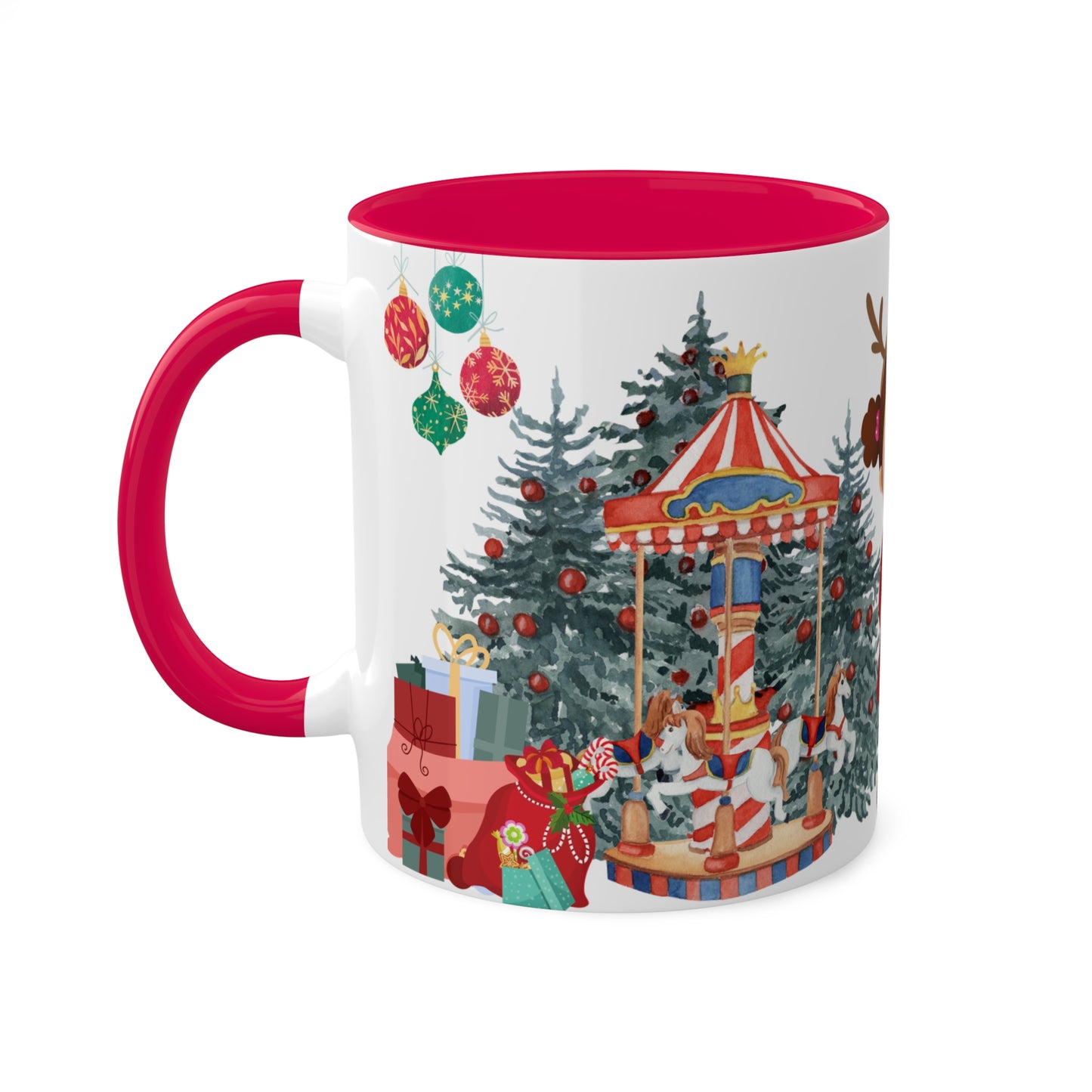 Cute Christmas Mug with Kids and Reindeer Design – Festive Holiday Coffee Cup