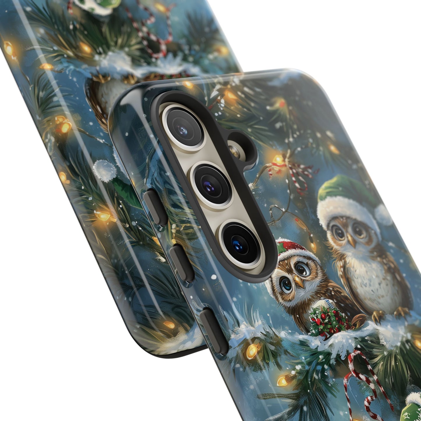 Christmas Owls Phone Case – Festive Holiday Design with Cute Owls and Gift