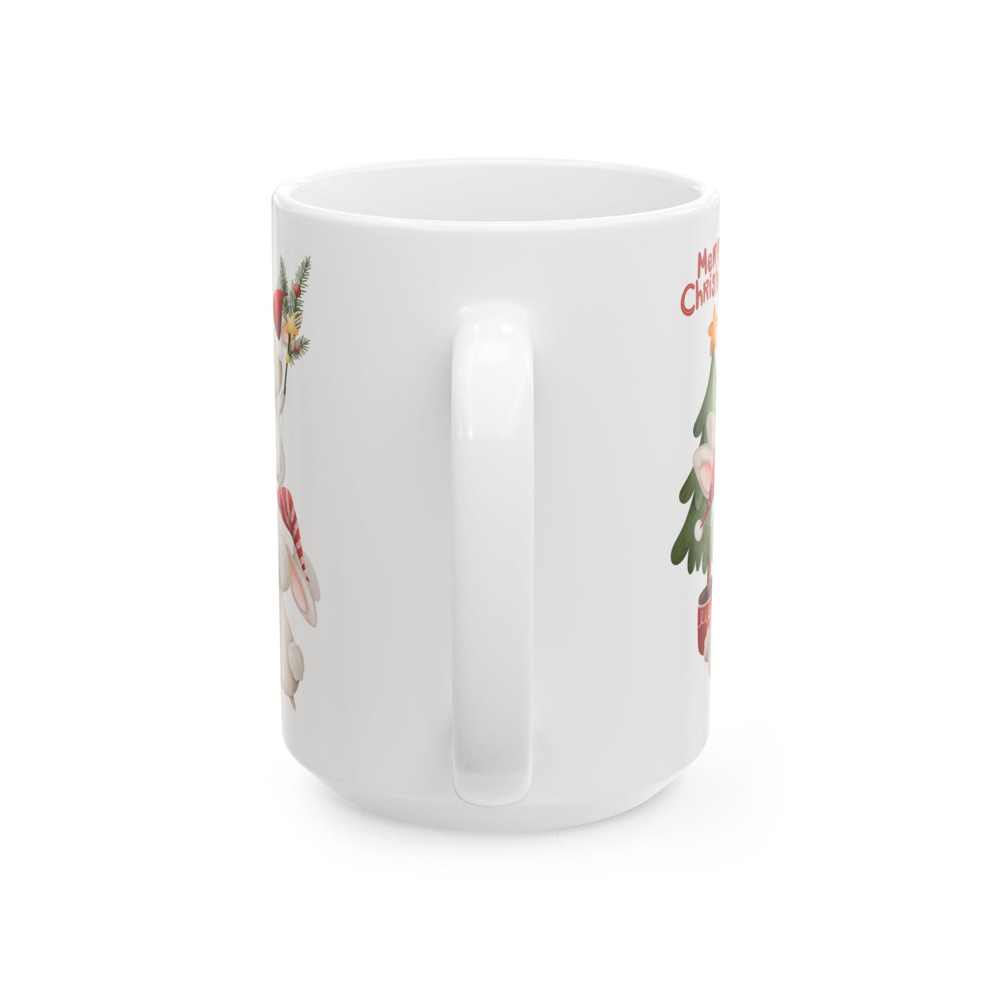 "Merry Christmas" Bunny Mug – Festive Holiday Coffee Cup with Cute Rabbit Design, (11oz, 15oz)