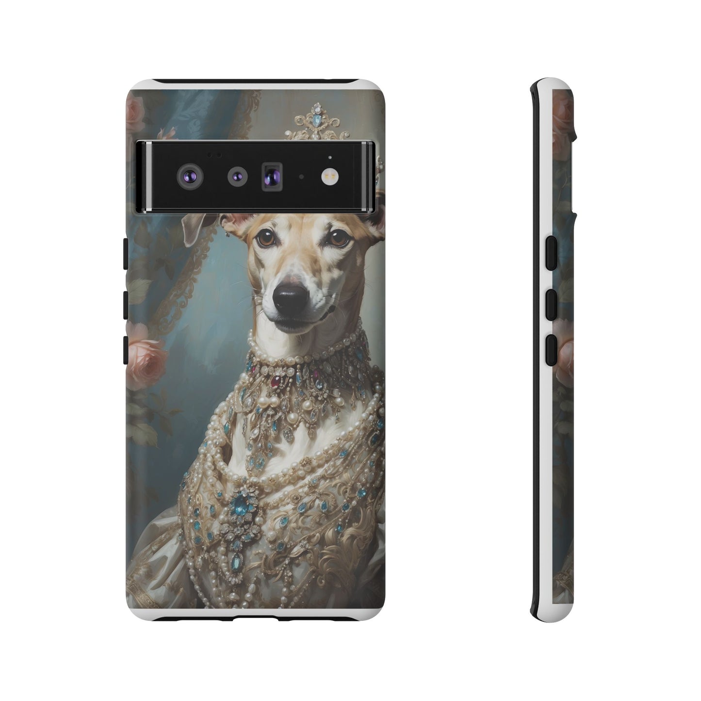 Tough Cases Regal Whippet: Elegance in Pearls and Jewels