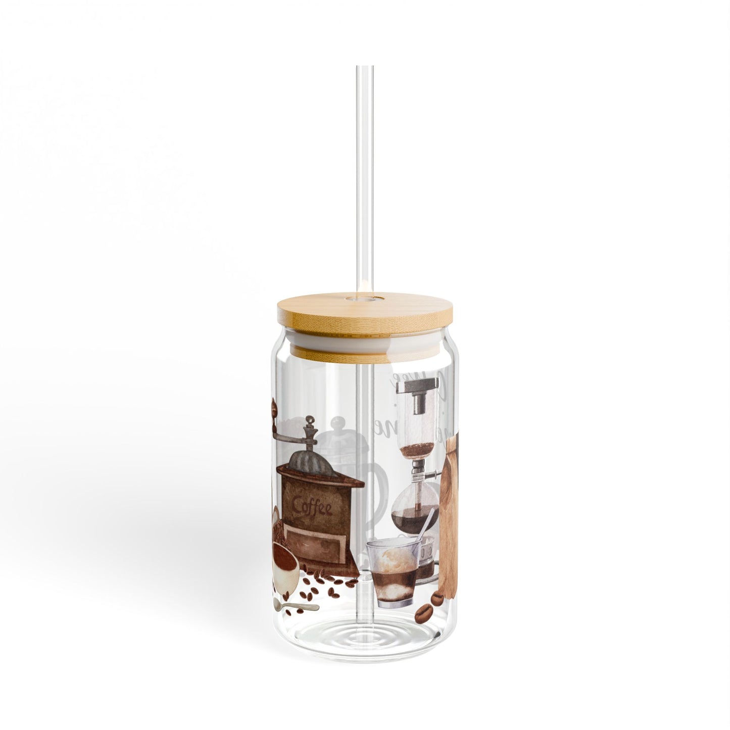 Coffee Is the Best Medicine" Glass Tumbler with Bamboo Lid & Straw – Eco-Friendly Drinkware, 16oz