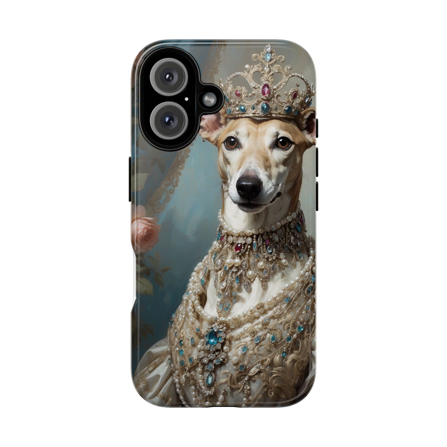 Tough Cases Regal Whippet: Elegance in Pearls and Jewels