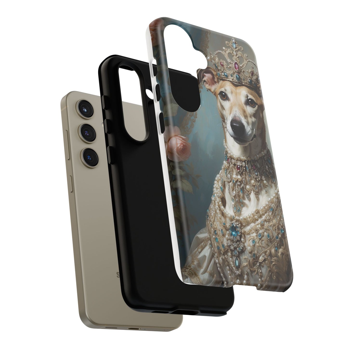 Tough Cases Regal Whippet: Elegance in Pearls and Jewels