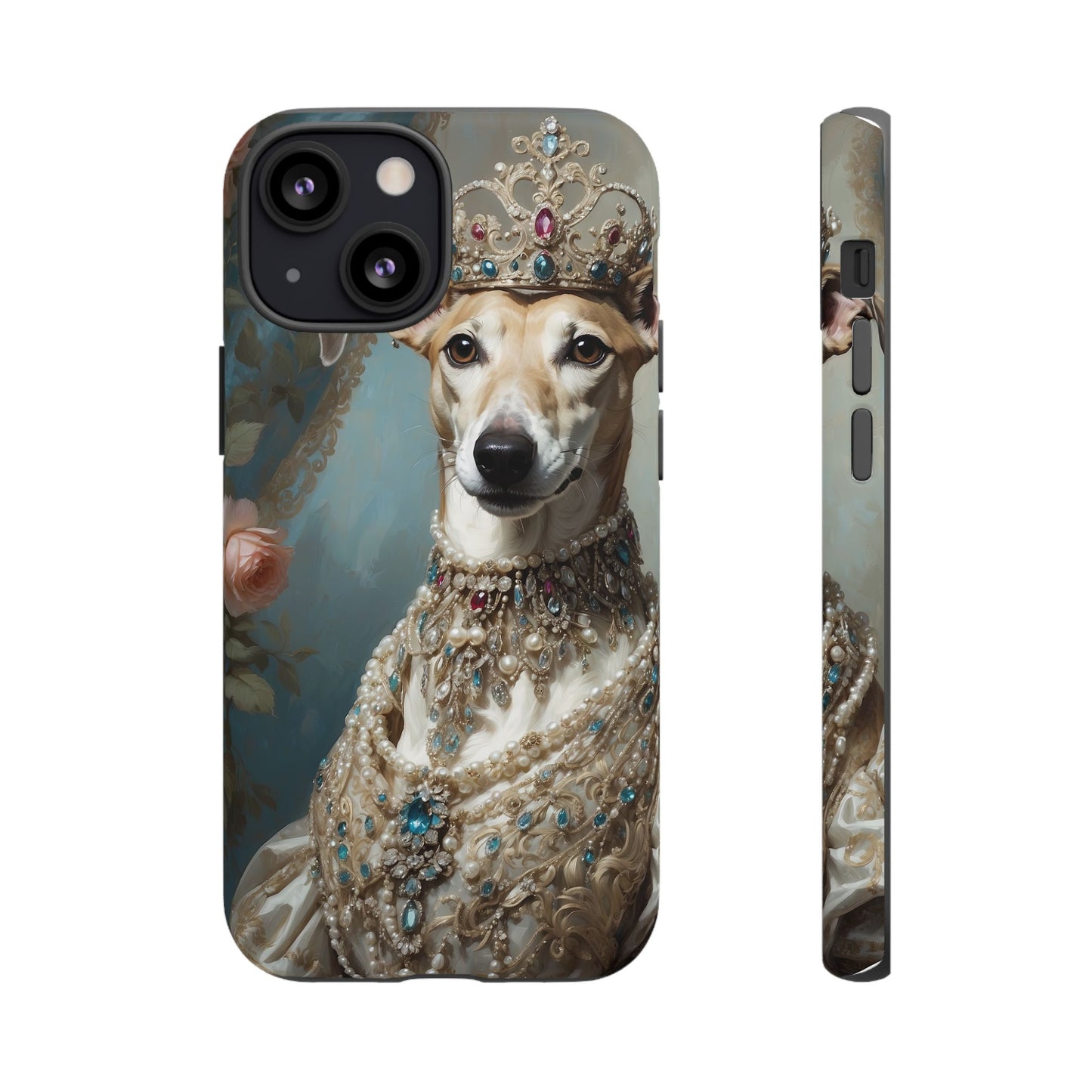 Tough Cases Regal Whippet: Elegance in Pearls and Jewels